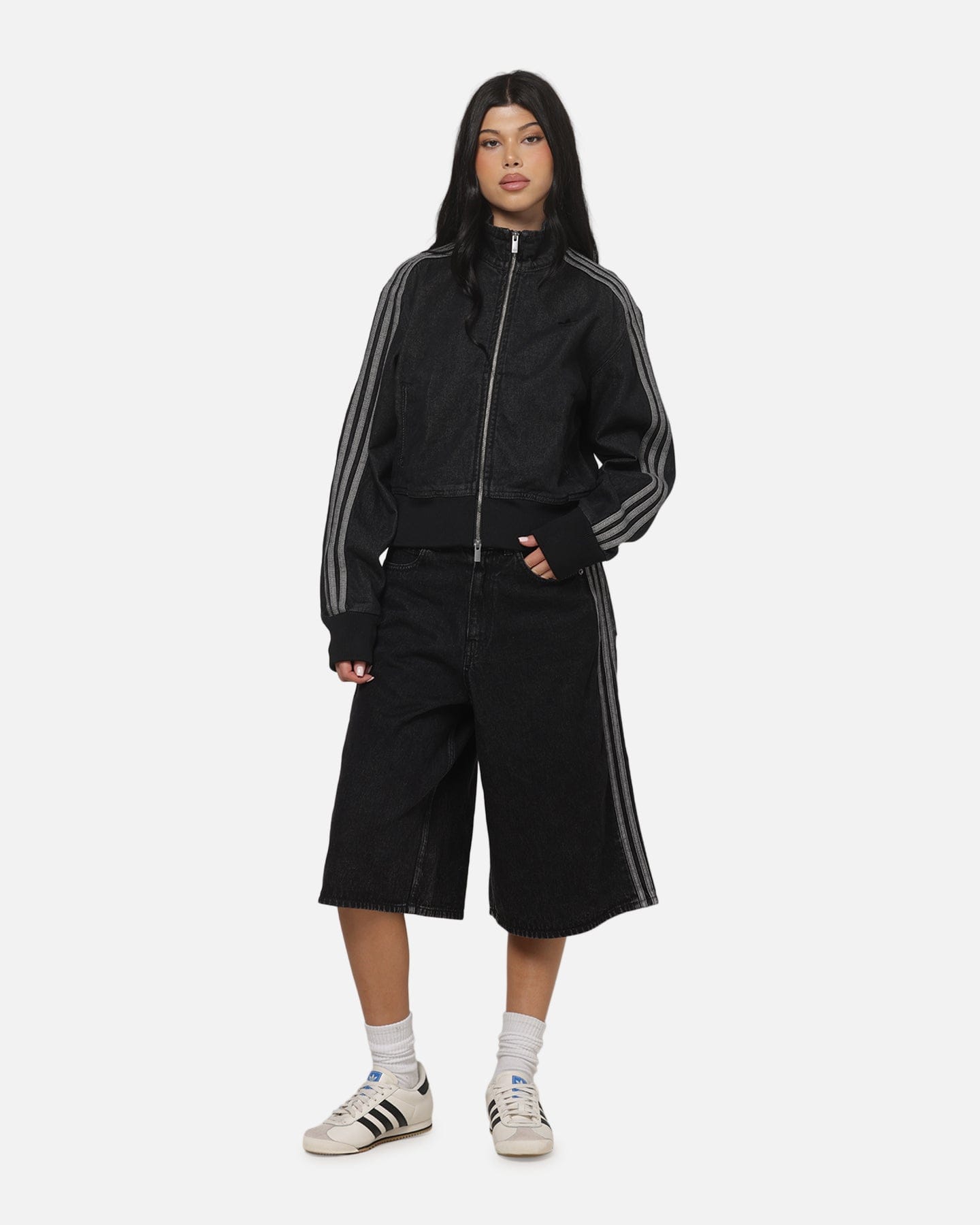 adidas Women's Firebird Denim Track Jacket True Black