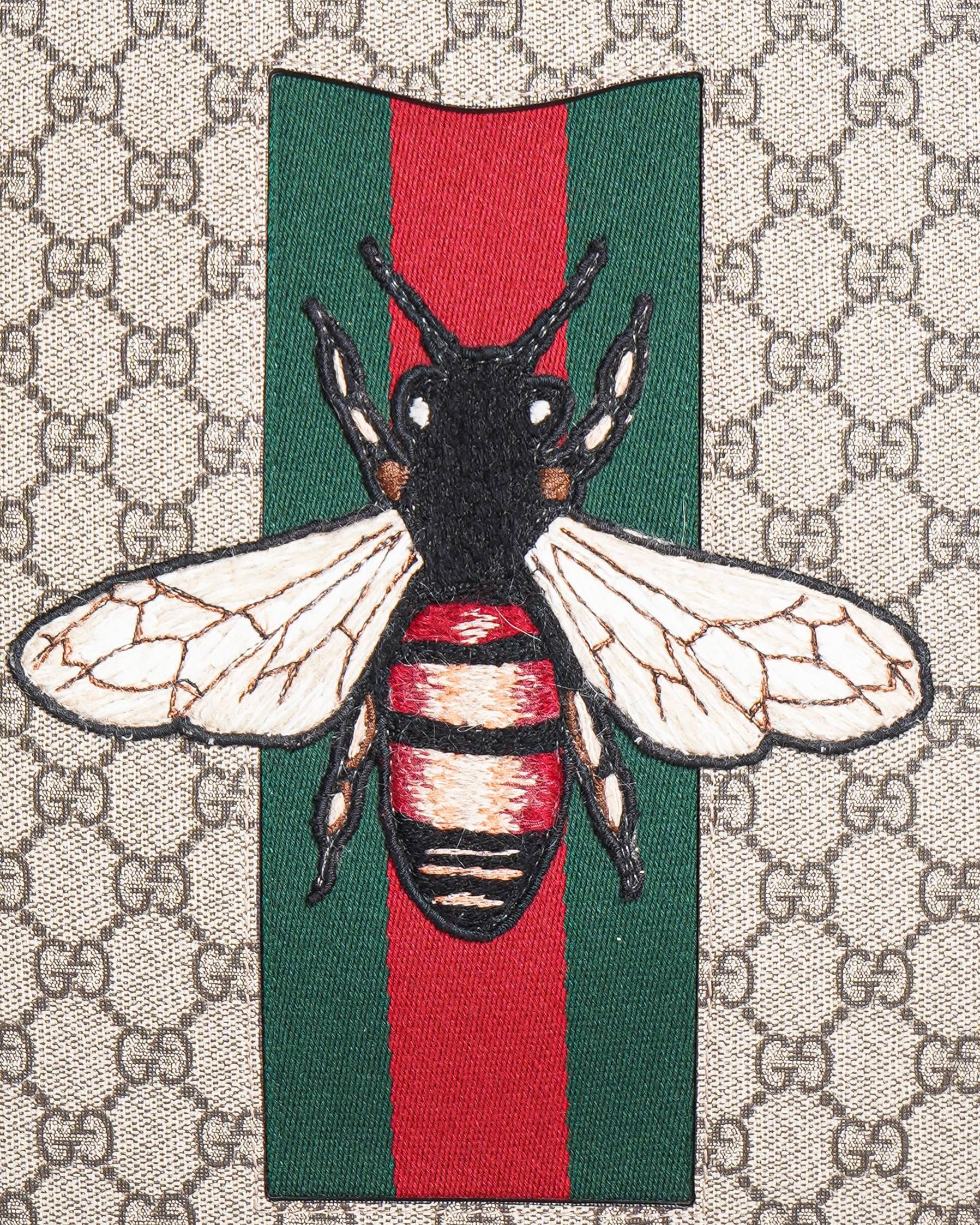 Gucci GG Supreme Coated Canvas Bee Zip Pouch Bag