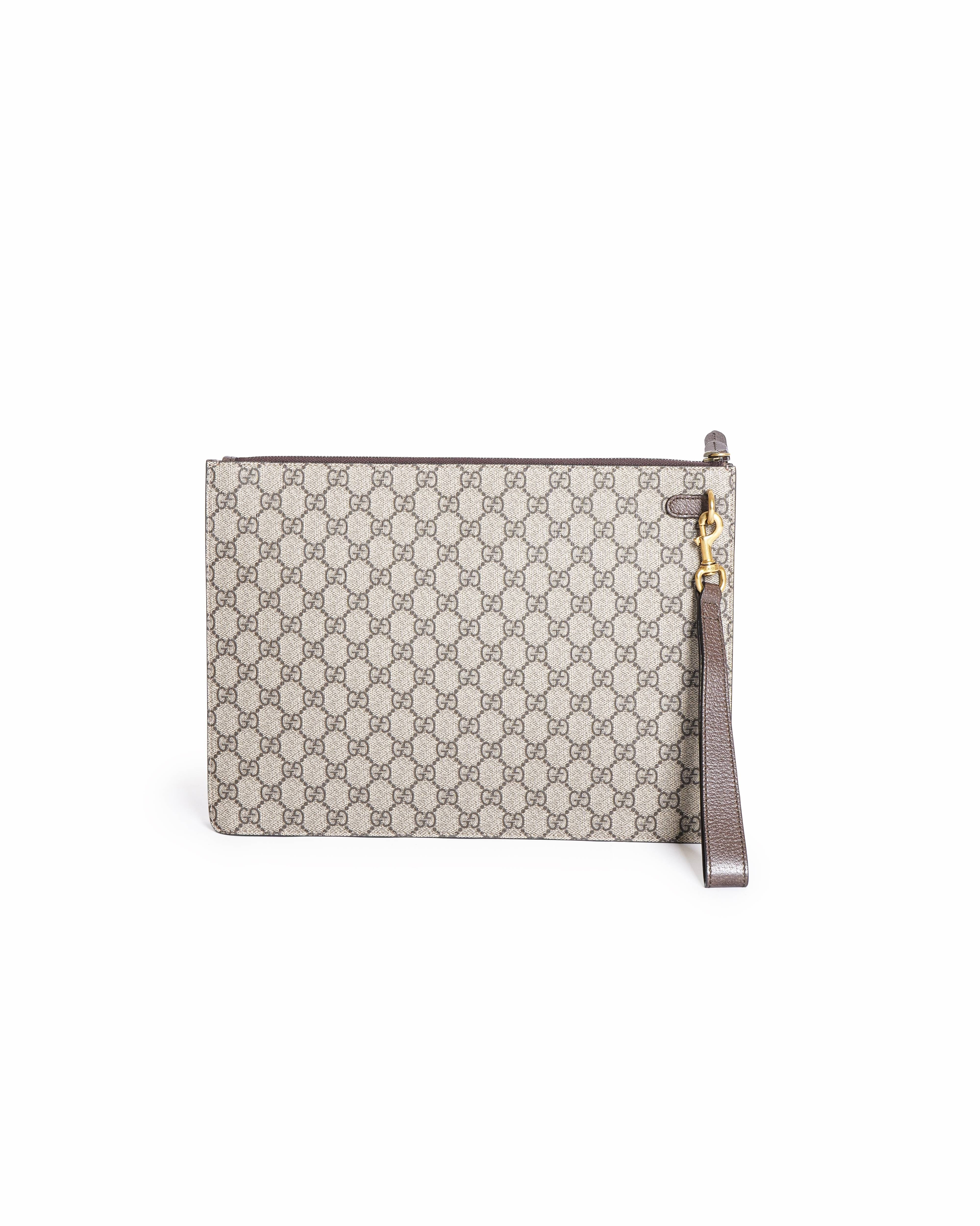 Gucci GG Supreme Coated Canvas Bee Zip Pouch Bag