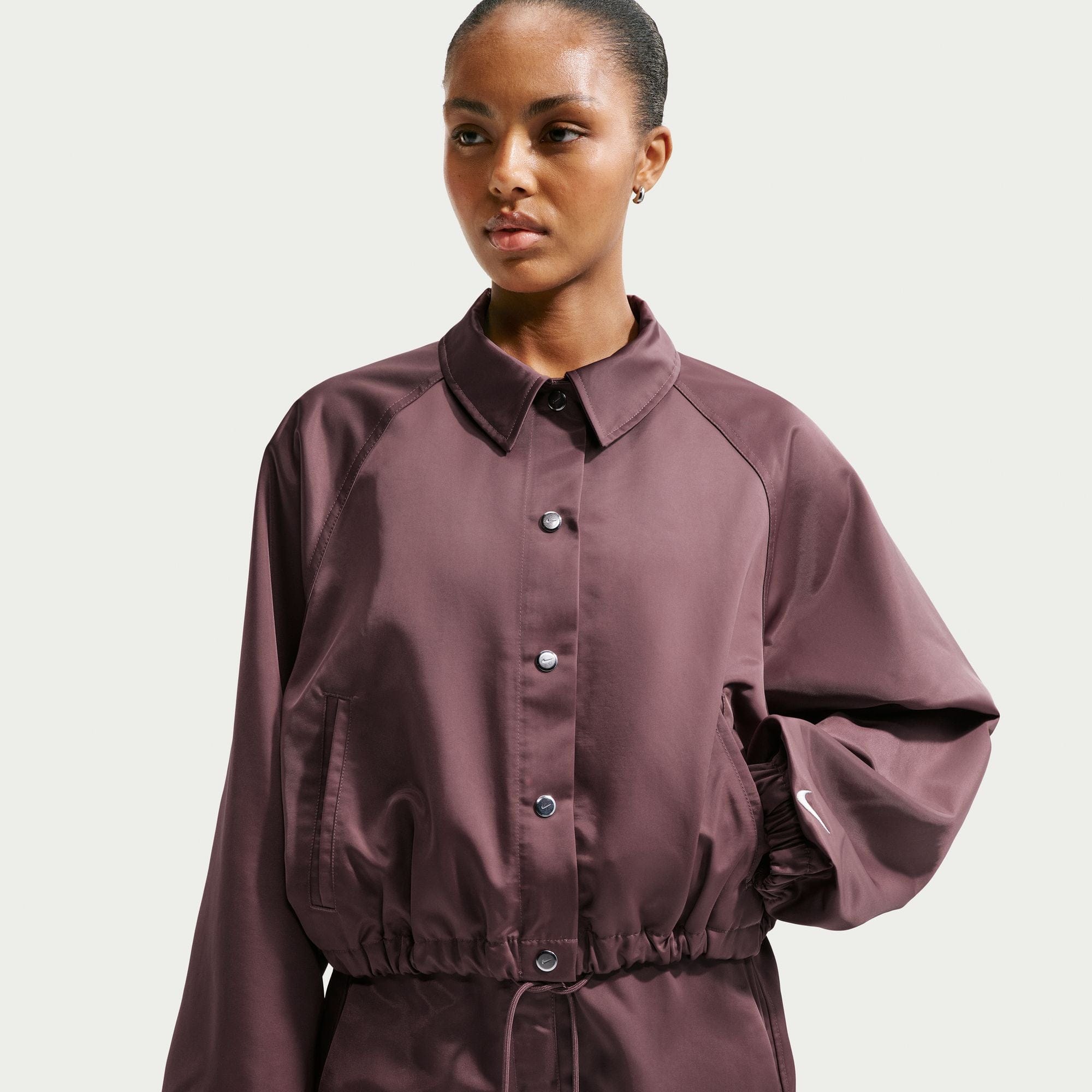 Nike Womens Oversized Satin Coaches Jacket Tattoo