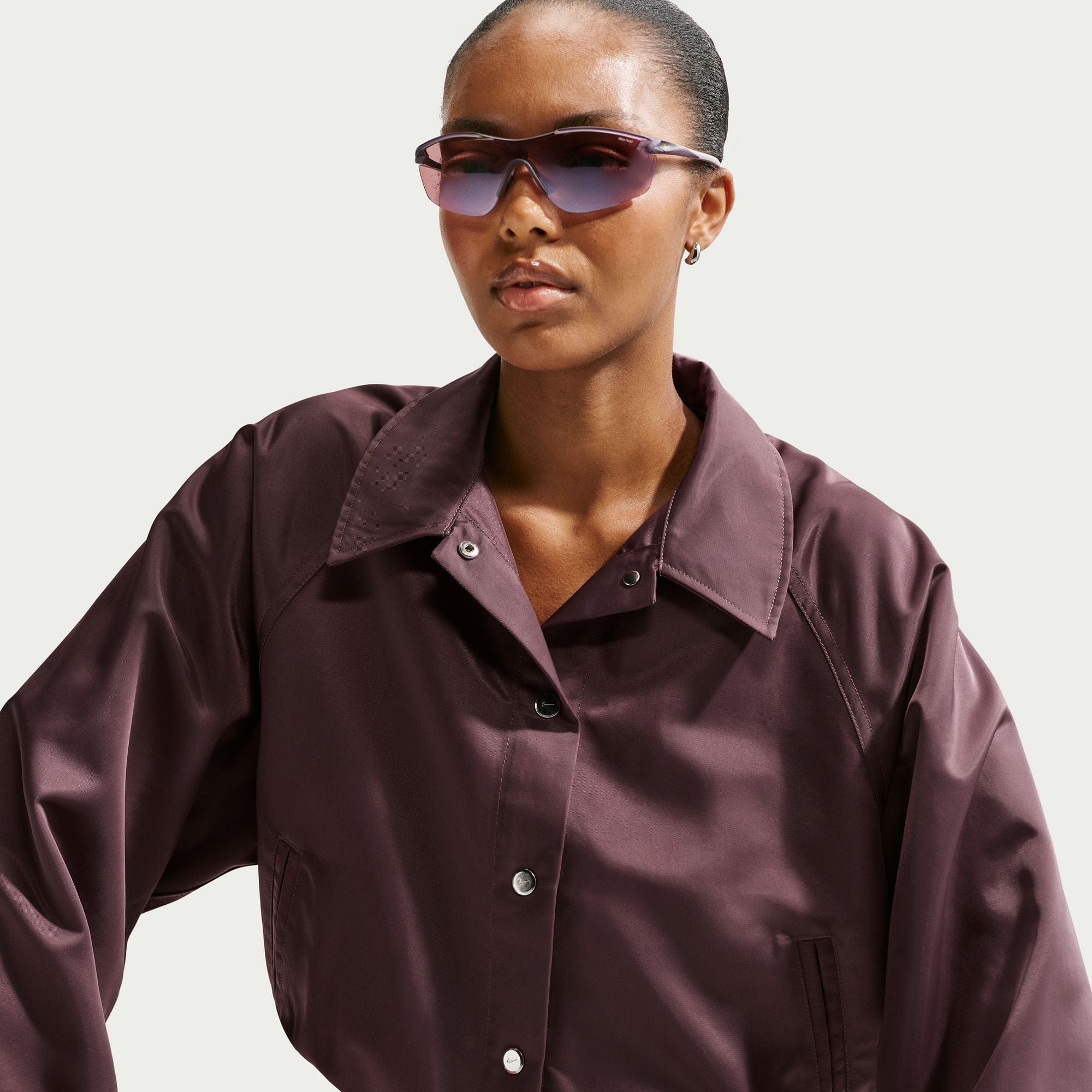 Nike Womens Oversized Satin Coaches Jacket Tattoo