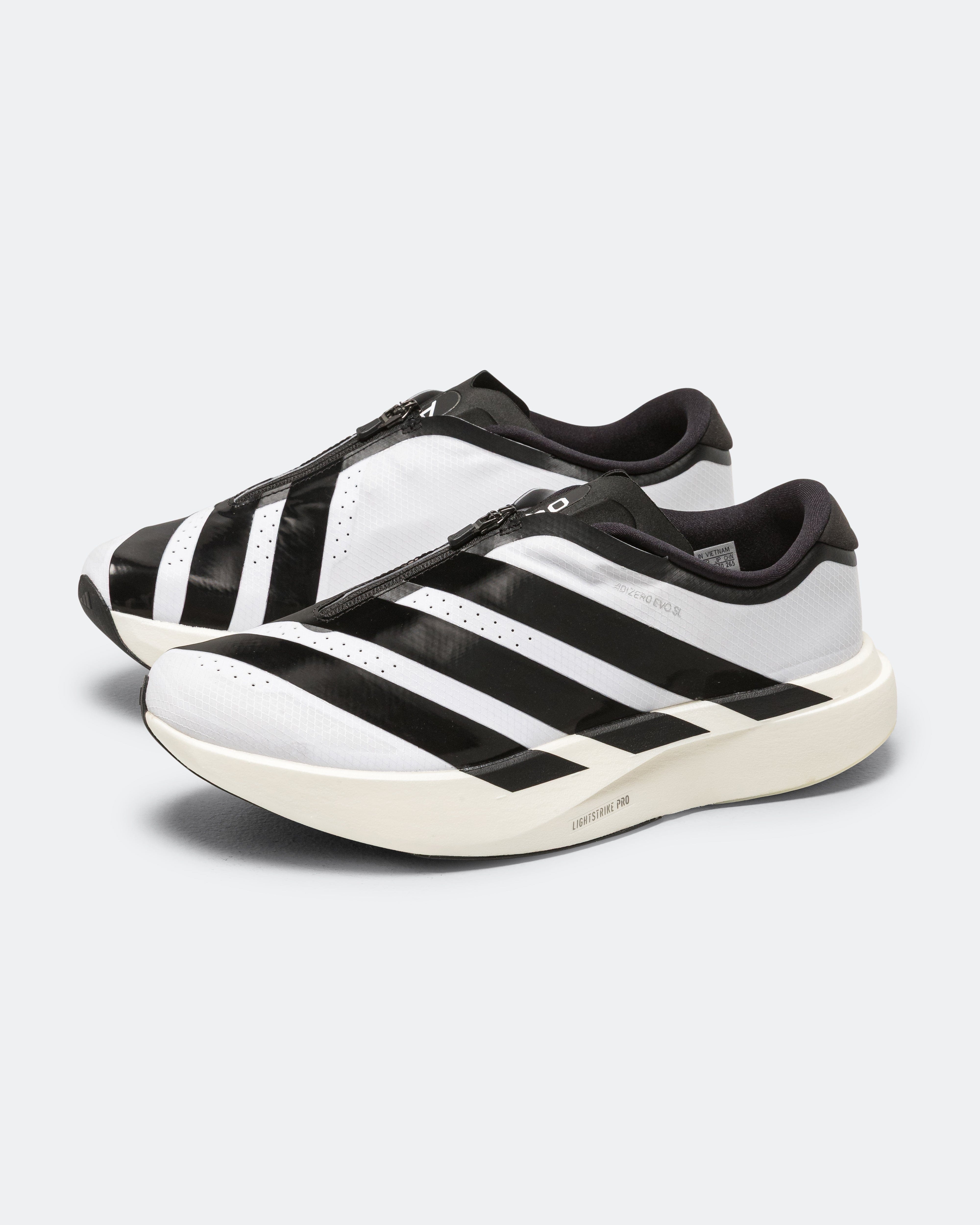 adidas Adizero Evo SL Zip - Footwear White/Core Black - Silver Metallic