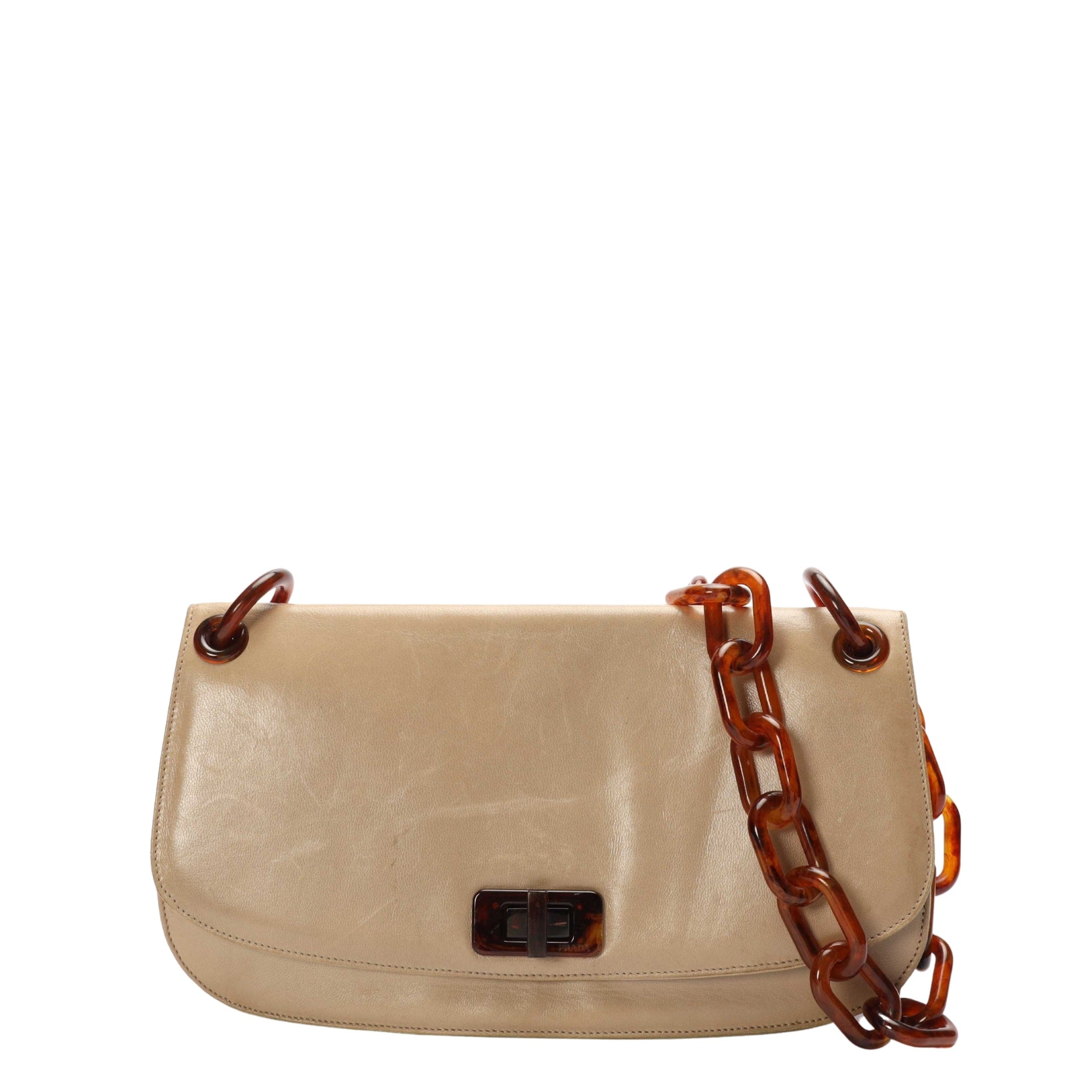 Prada Beige Madras Swing Shoulder Bag