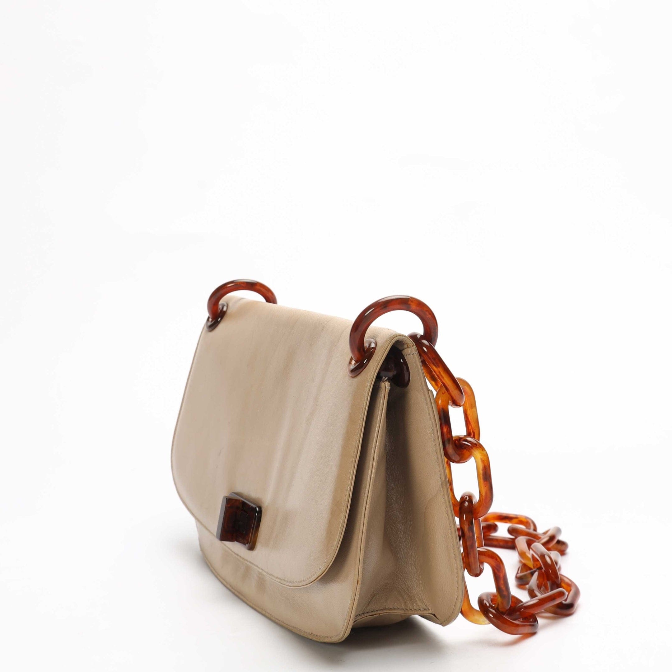 Prada Beige Madras Swing Shoulder Bag