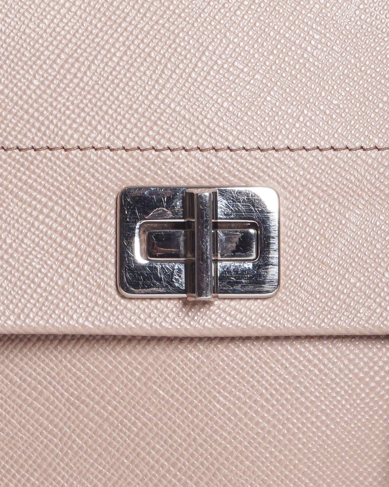 Prada Beige Saffiano Leather Turn - Lock Shoulder Bag