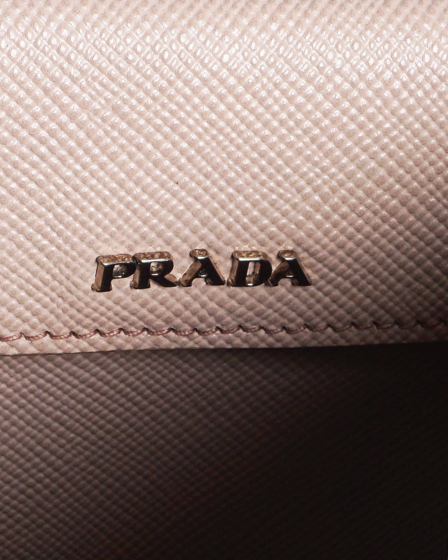 Prada Beige Saffiano Leather Turn - Lock Shoulder Bag