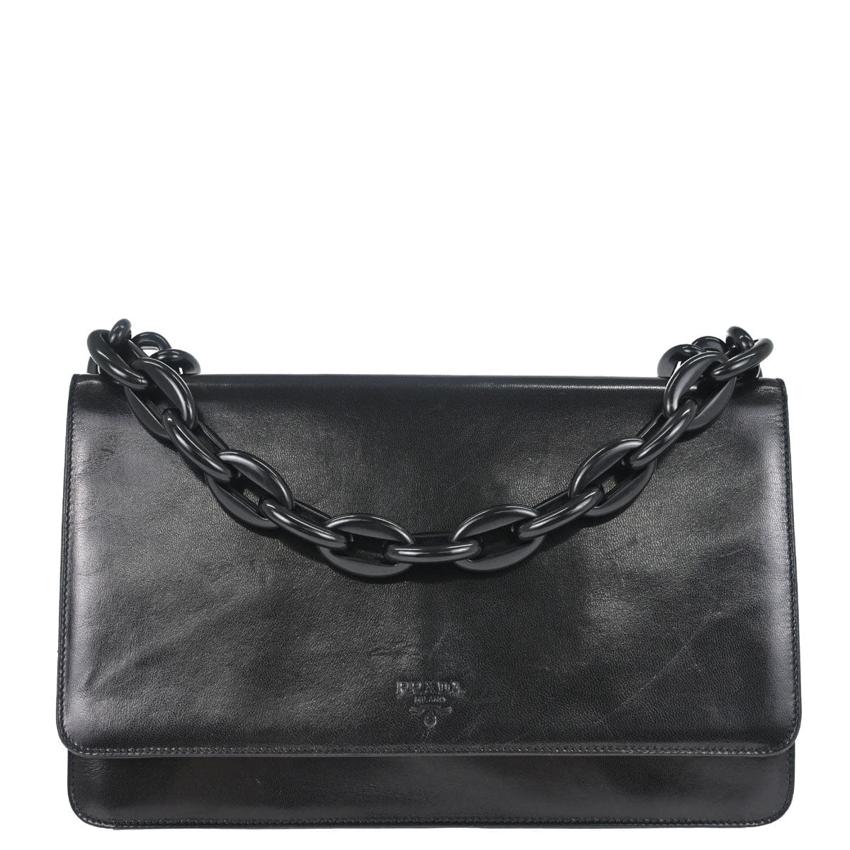 Prada Black Leather Acrylic Shoulder Bag