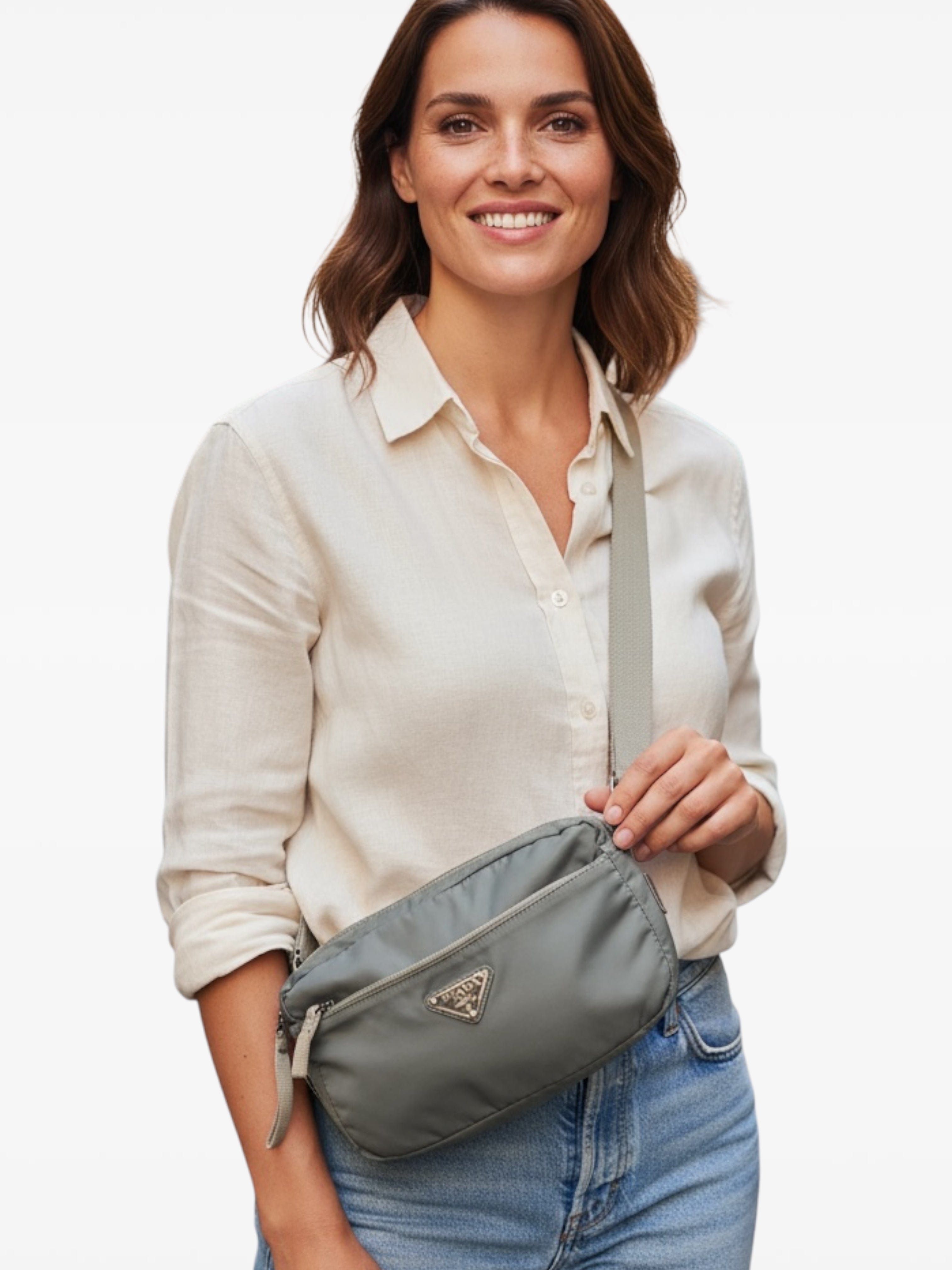 PRADA Tessuto Nylon Front Zip Camera Bag
