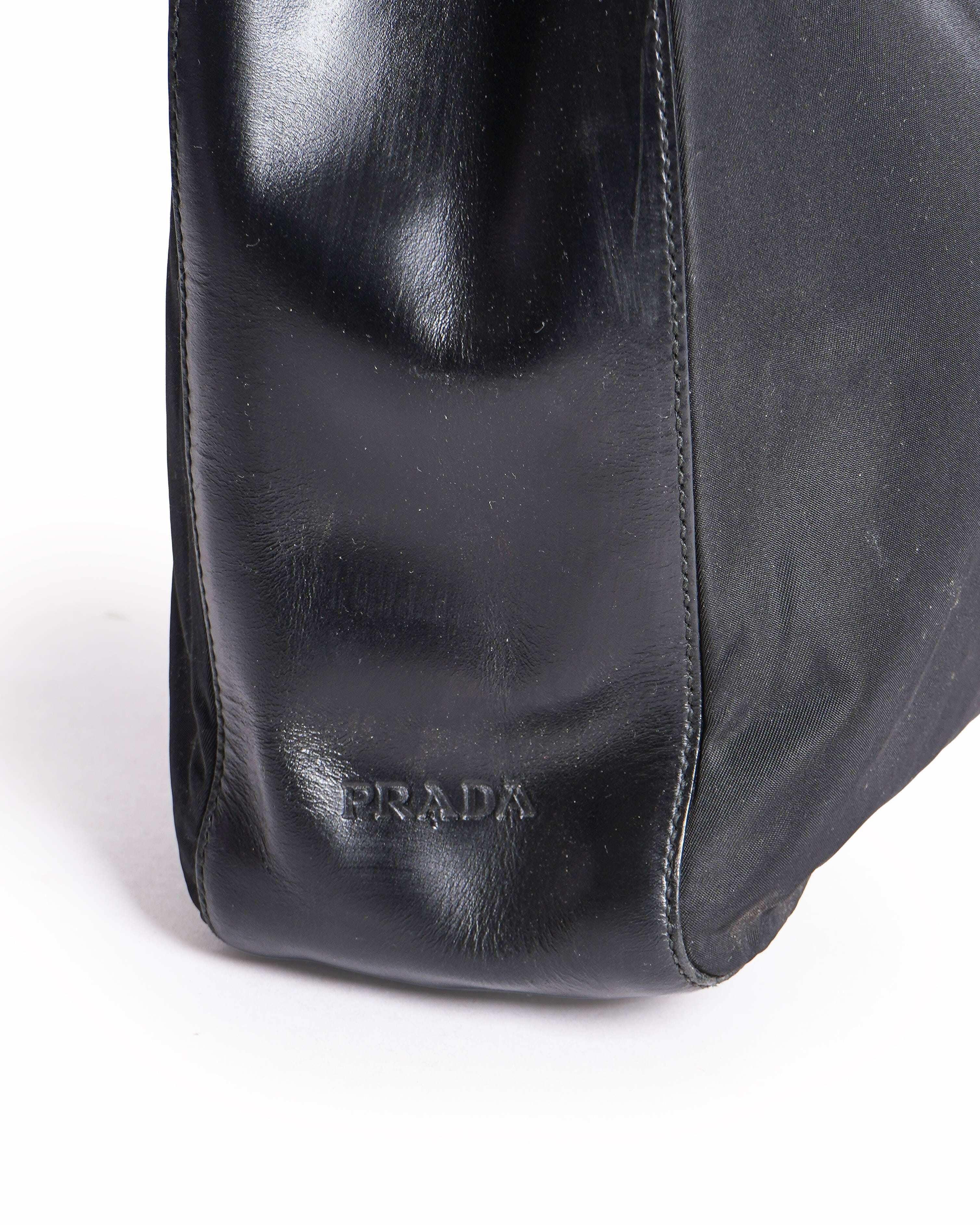 Prada Tessuto Nylon Metal Handle Shoulder Bag