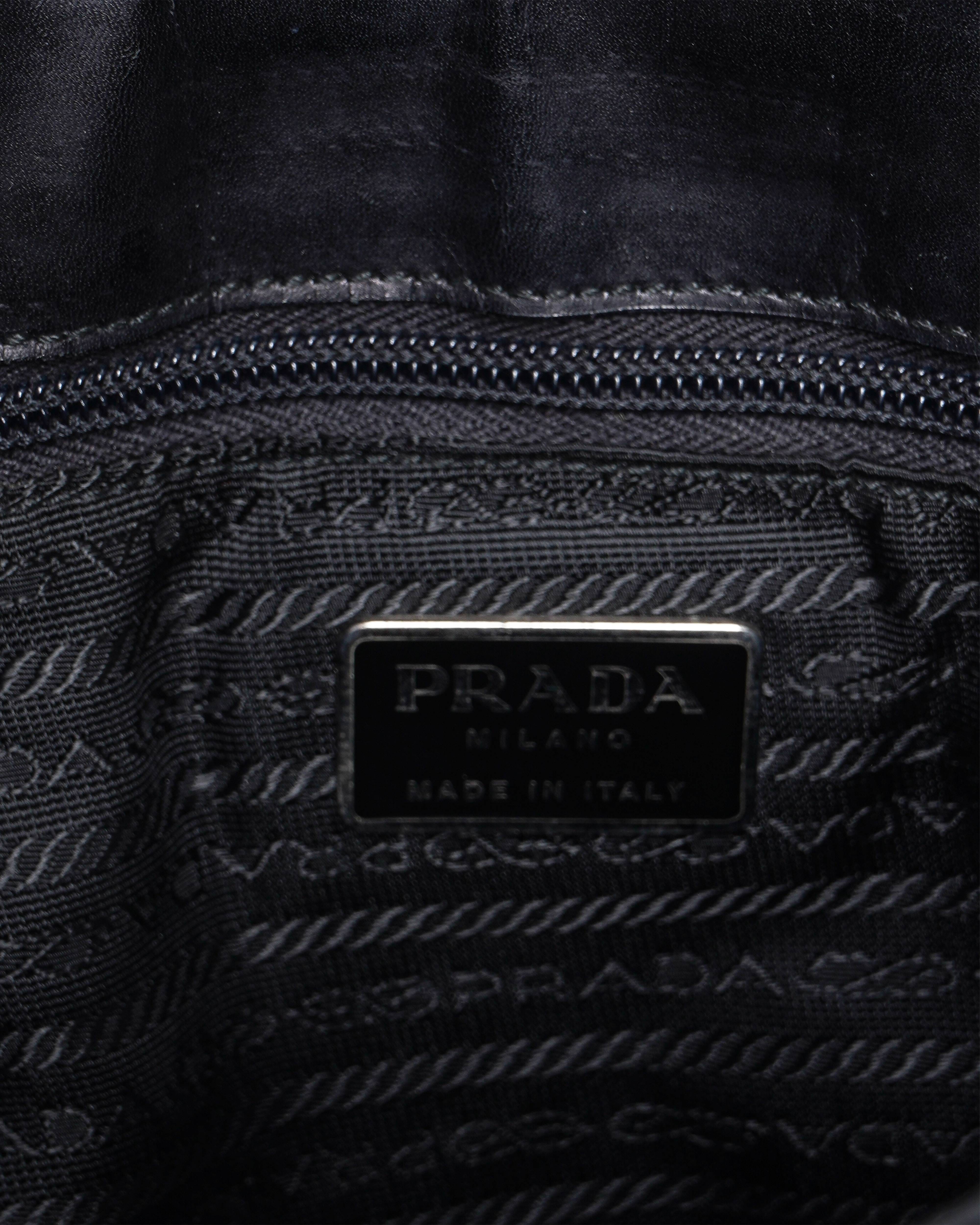 Prada Tessuto Nylon Metal Handle Shoulder Bag