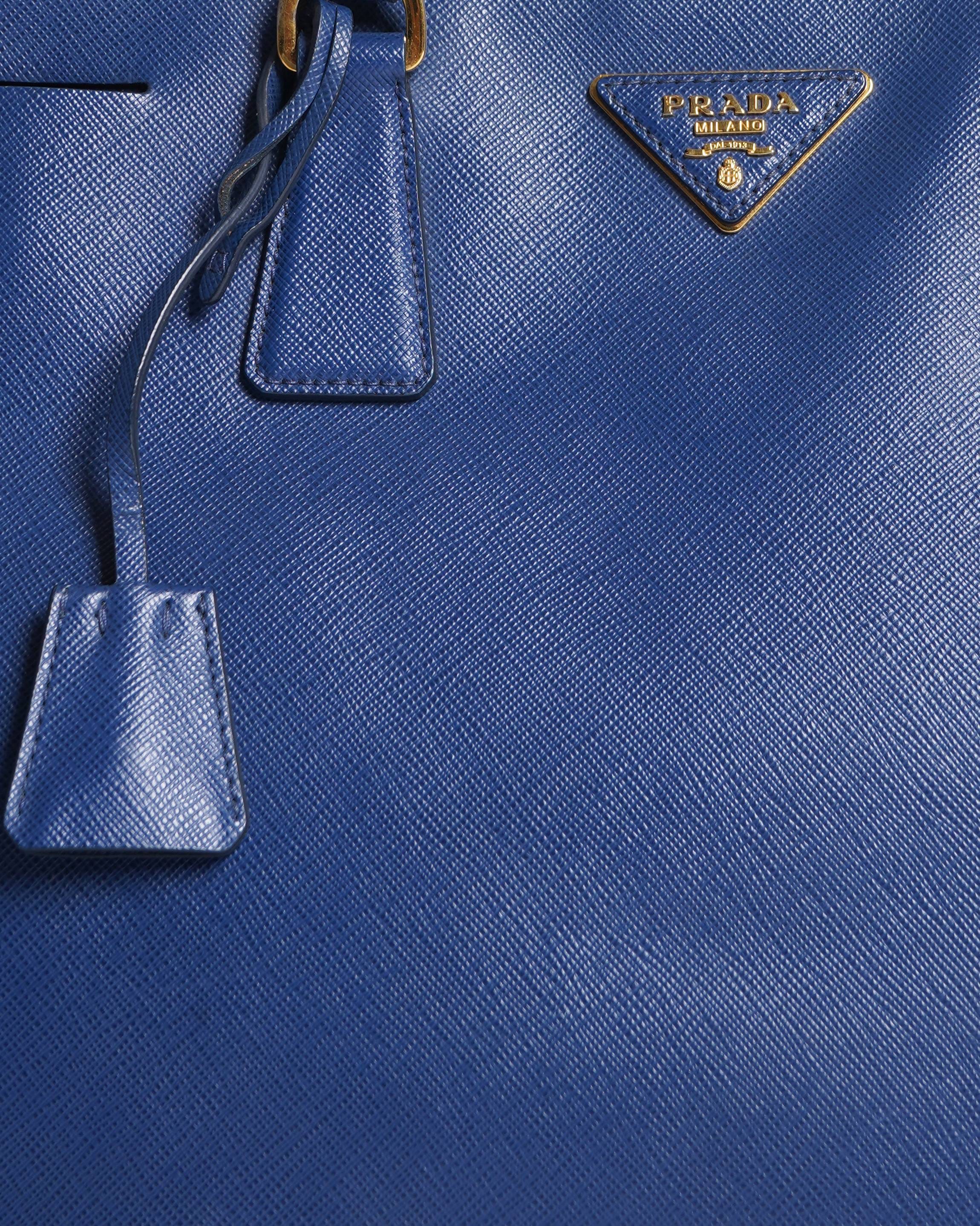 Prada Galleria Dual Zipper Shoulder Bag In Blue