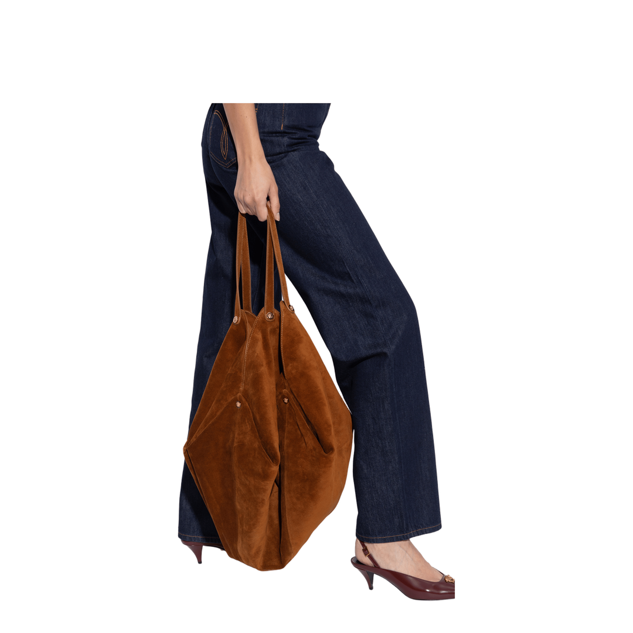 Versace Protea Large Faux - Suede Tote - Brown