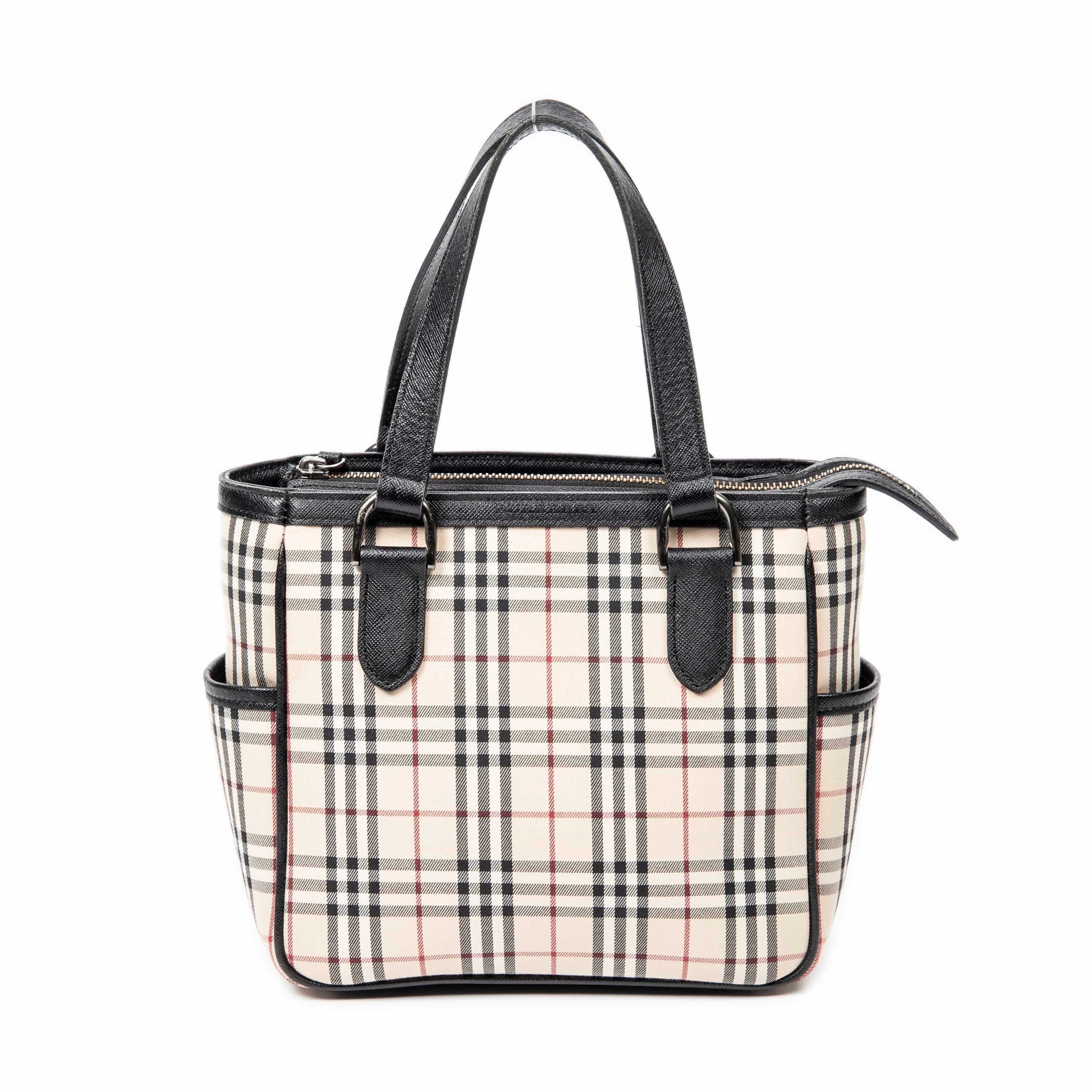Burberry Beige/Black Canvas Side Pocket Zip Tote AAY5667