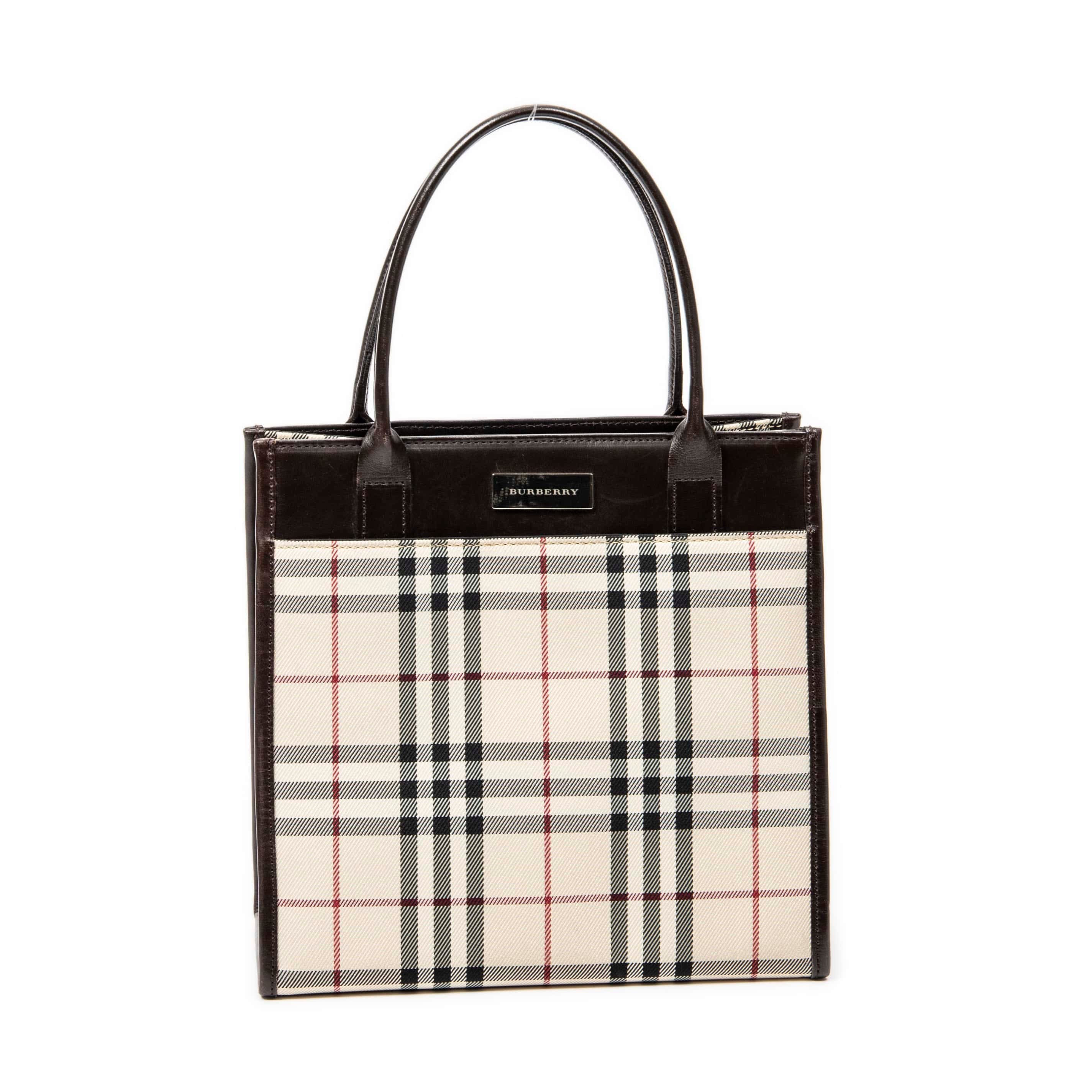 Burberry Beige/Dark Brown Canvas Small Square Tote AAY5282