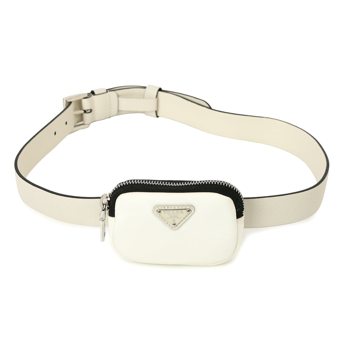 Prada Saffiano Leather And Nylon Pouch Belt Size: 32