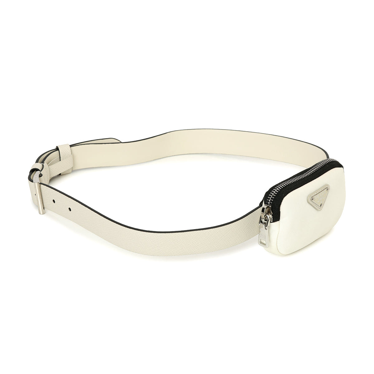 Prada Saffiano Leather And Nylon Pouch Belt Size: 32
