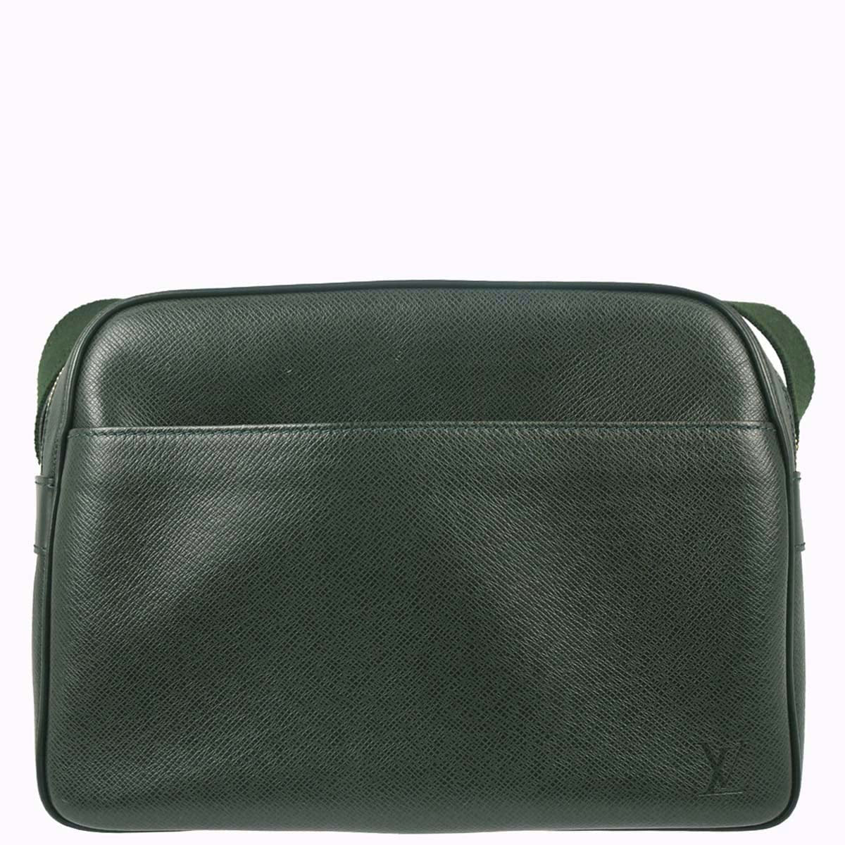 Louis Vuitton 1997 Green Taiga Reporter PM Shoulder Bag M30154