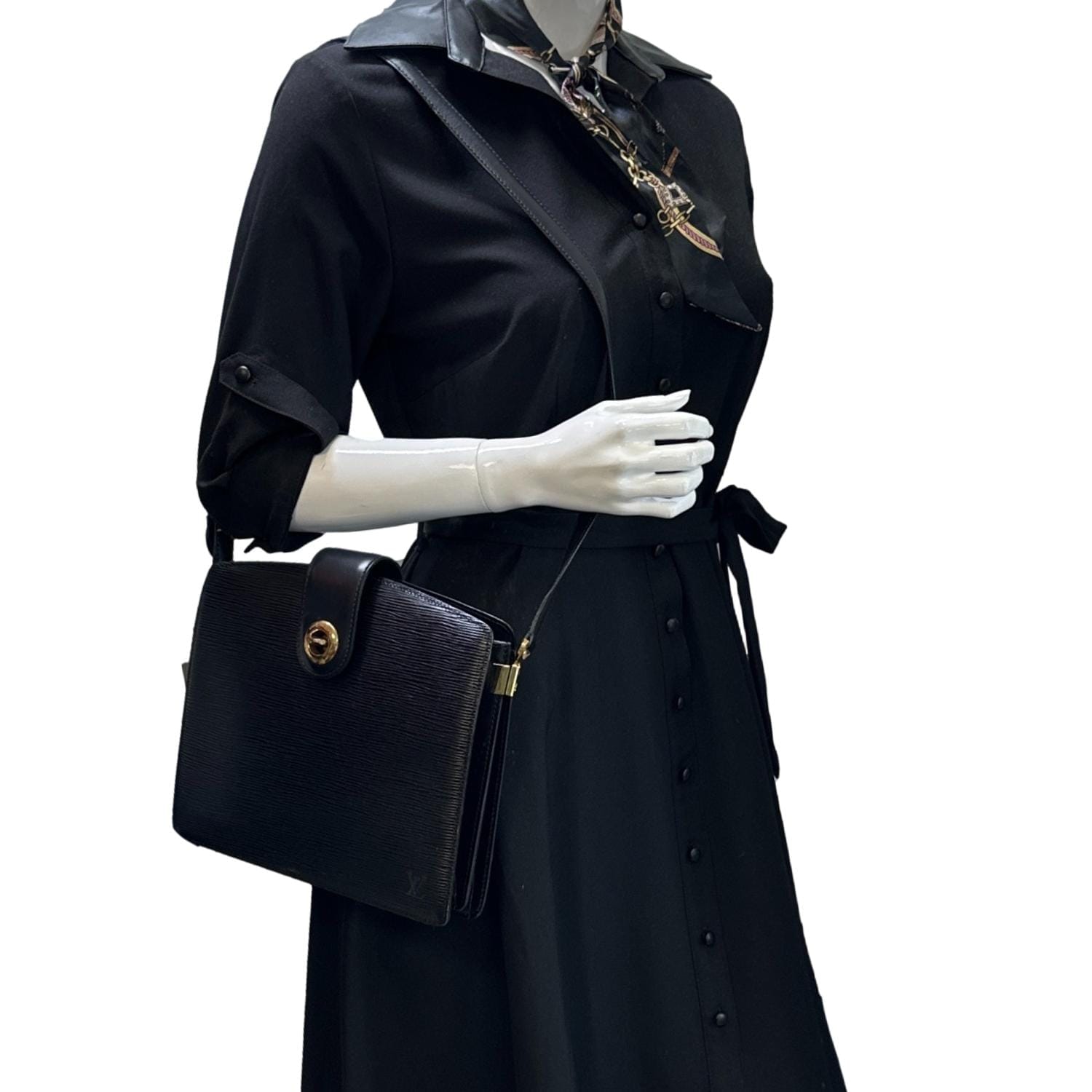 LOUIS VUITTON Capucine Vintage Epi Leather Shoulder Bag Black