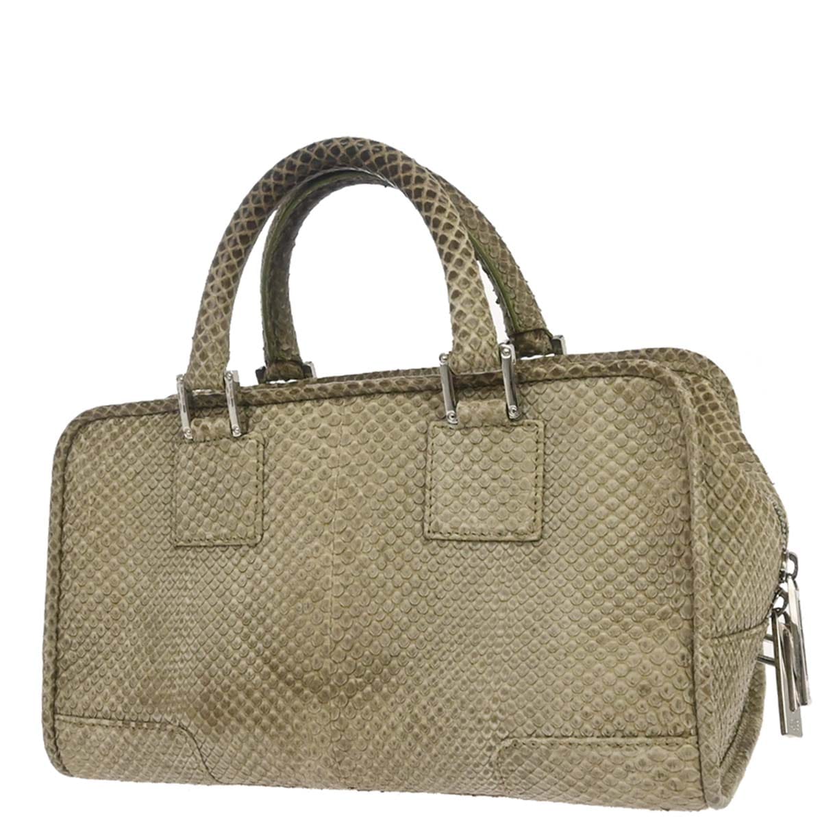 Loewe * Beige Python Amazona 28 Handbag