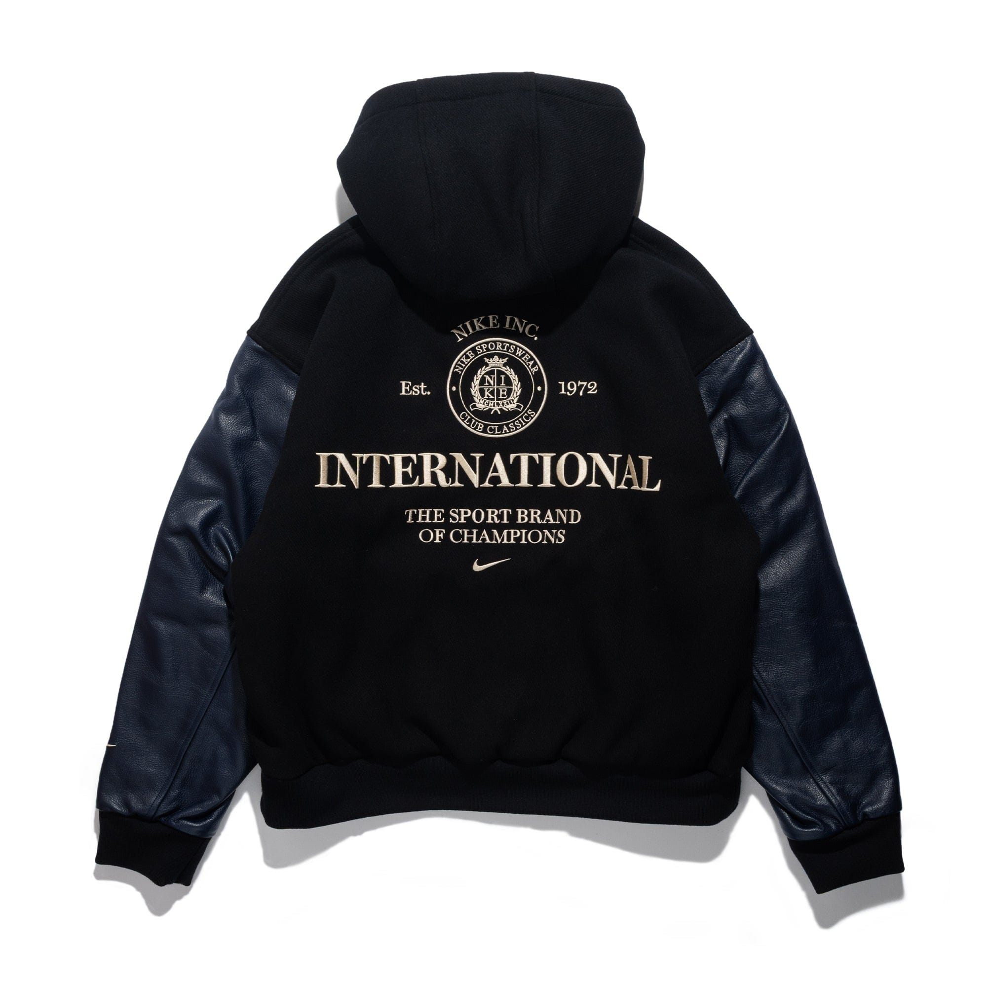 Nike Club Men's Wool Varsity Jacket BLACK/OBSIDIAN/SANDDRIFT IQ0622 - 010