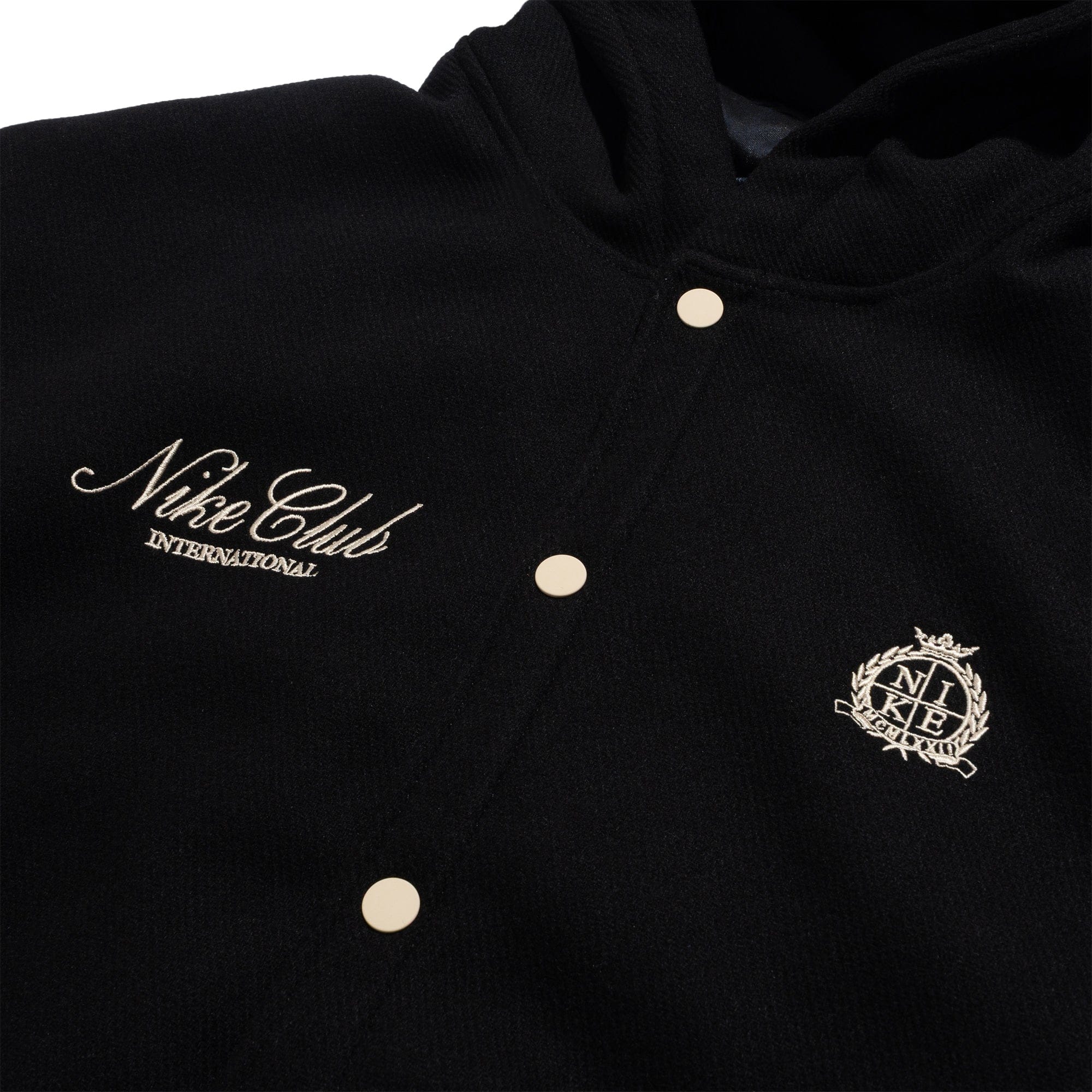 Nike Club Men's Wool Varsity Jacket BLACK/OBSIDIAN/SANDDRIFT IQ0622 - 010