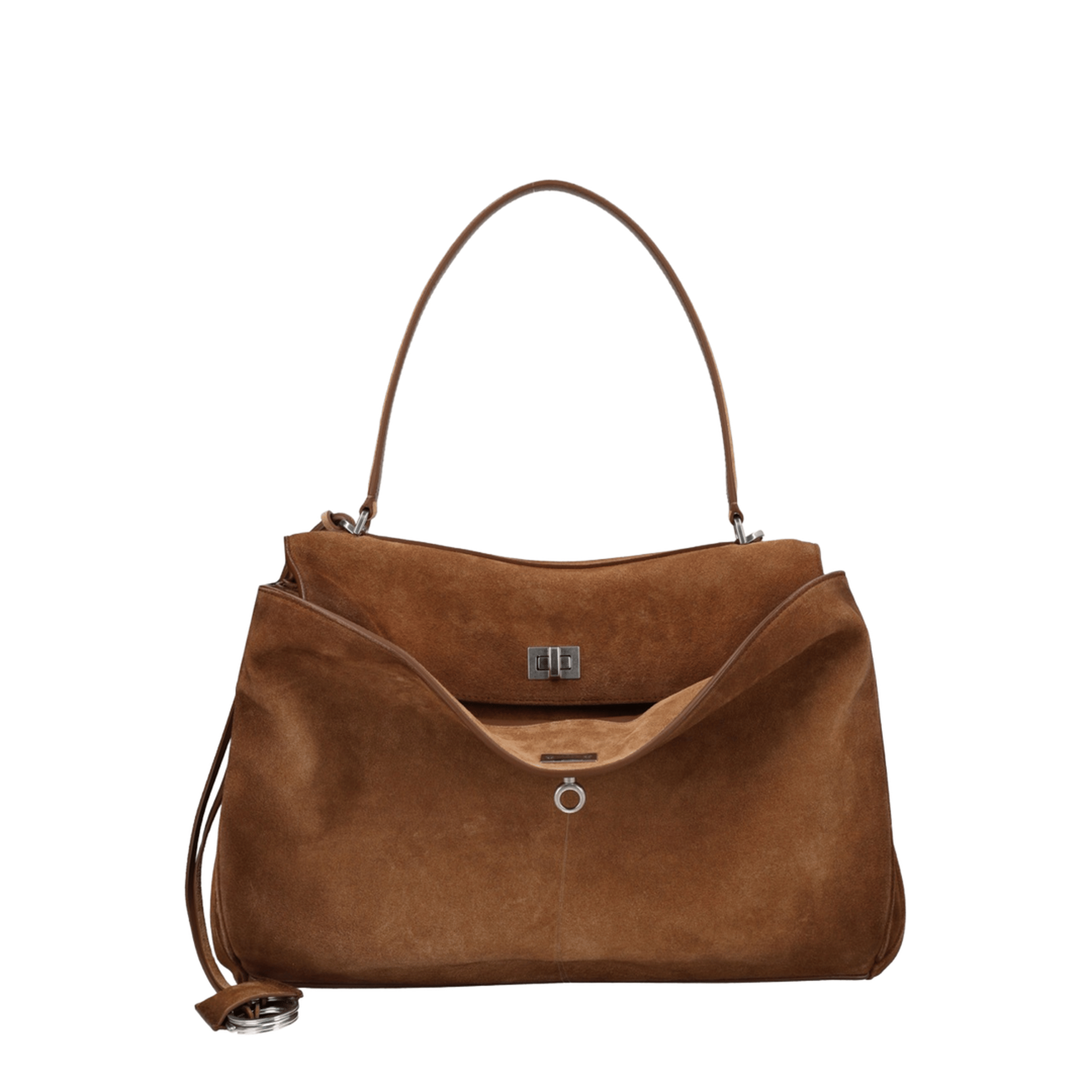 Balenciaga Rodeo Medium Waxed Suede Calfskin Handbag - Camel