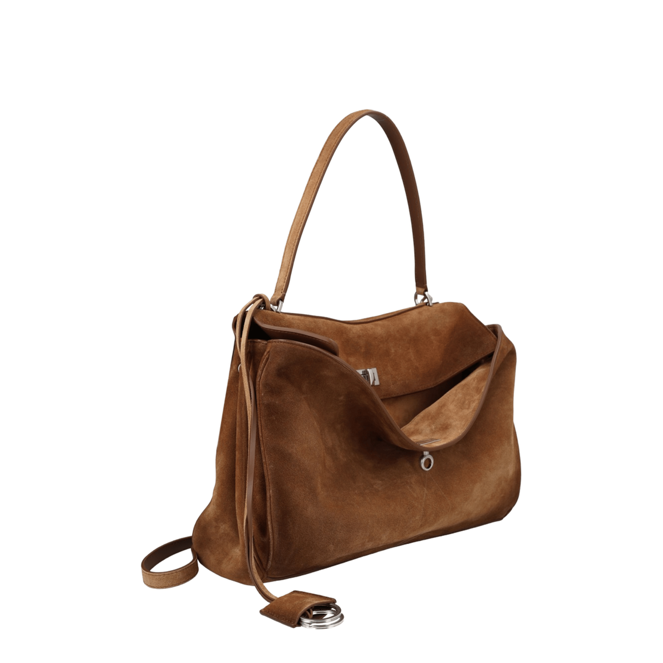 Balenciaga Rodeo Medium Waxed Suede Calfskin Handbag - Camel