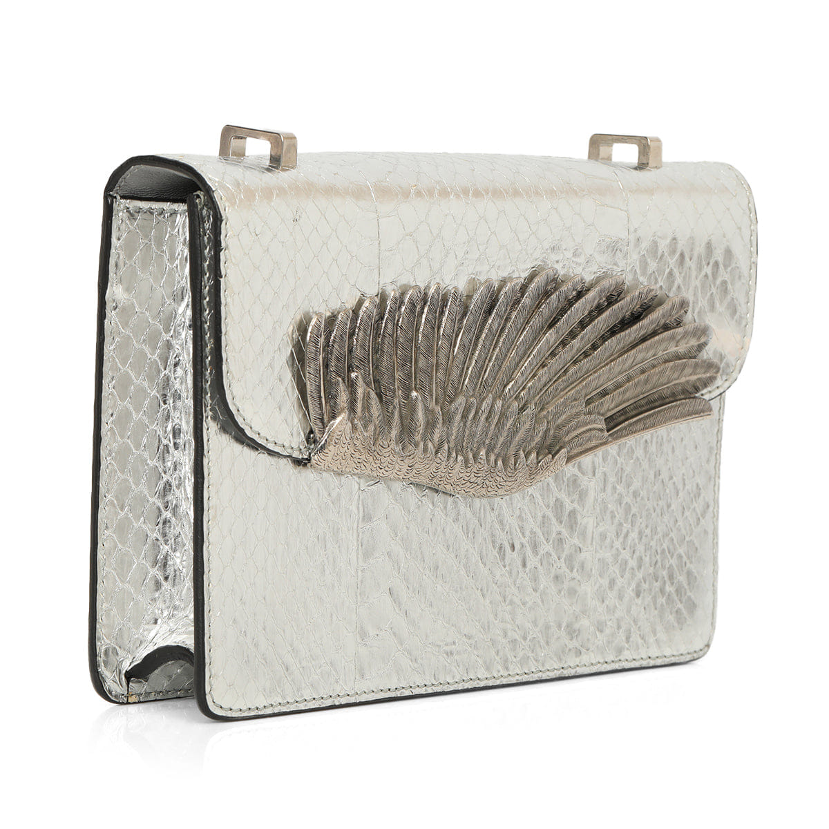 Alexander McQueen Wing Metallic Embossed Snakeskin Crossbody Bag One Size