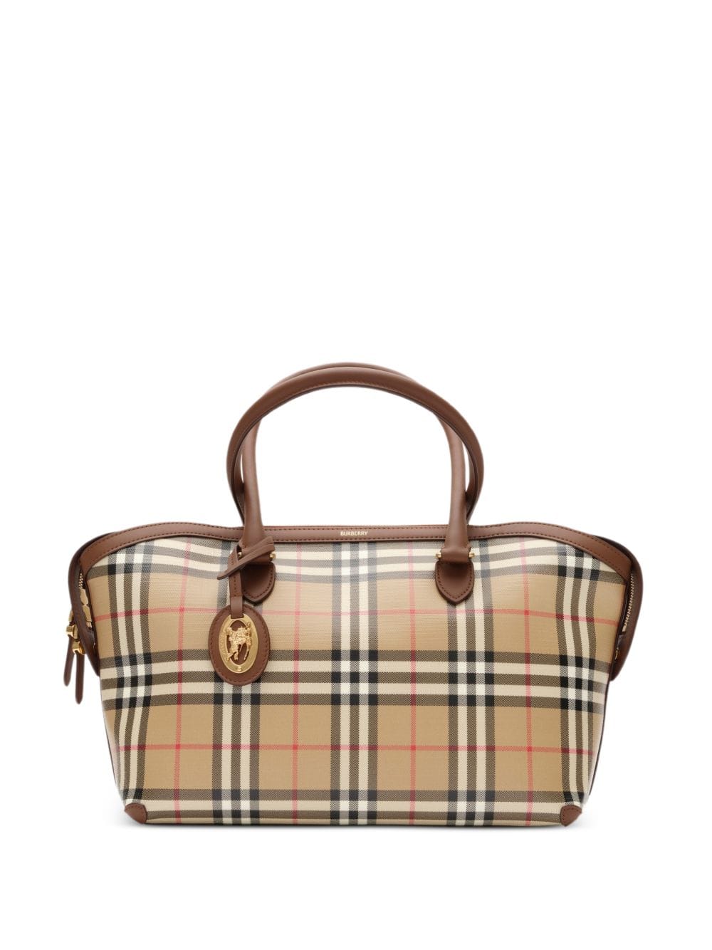 Burberry Check Canvas Tote Bag — Brown
