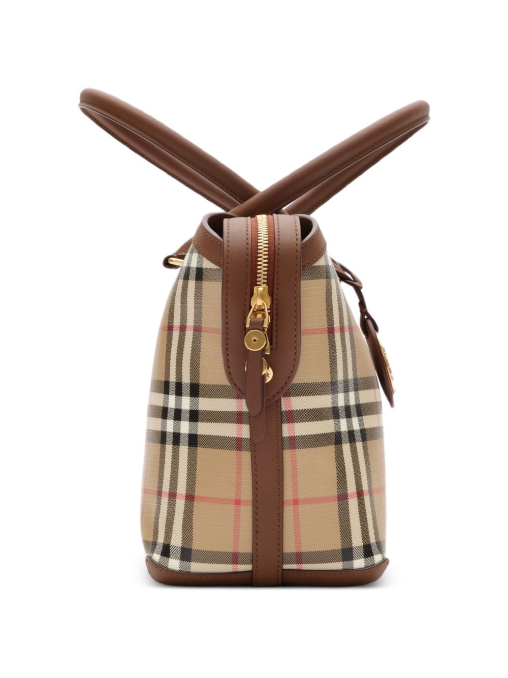 Burberry Check Canvas Tote Bag — Brown