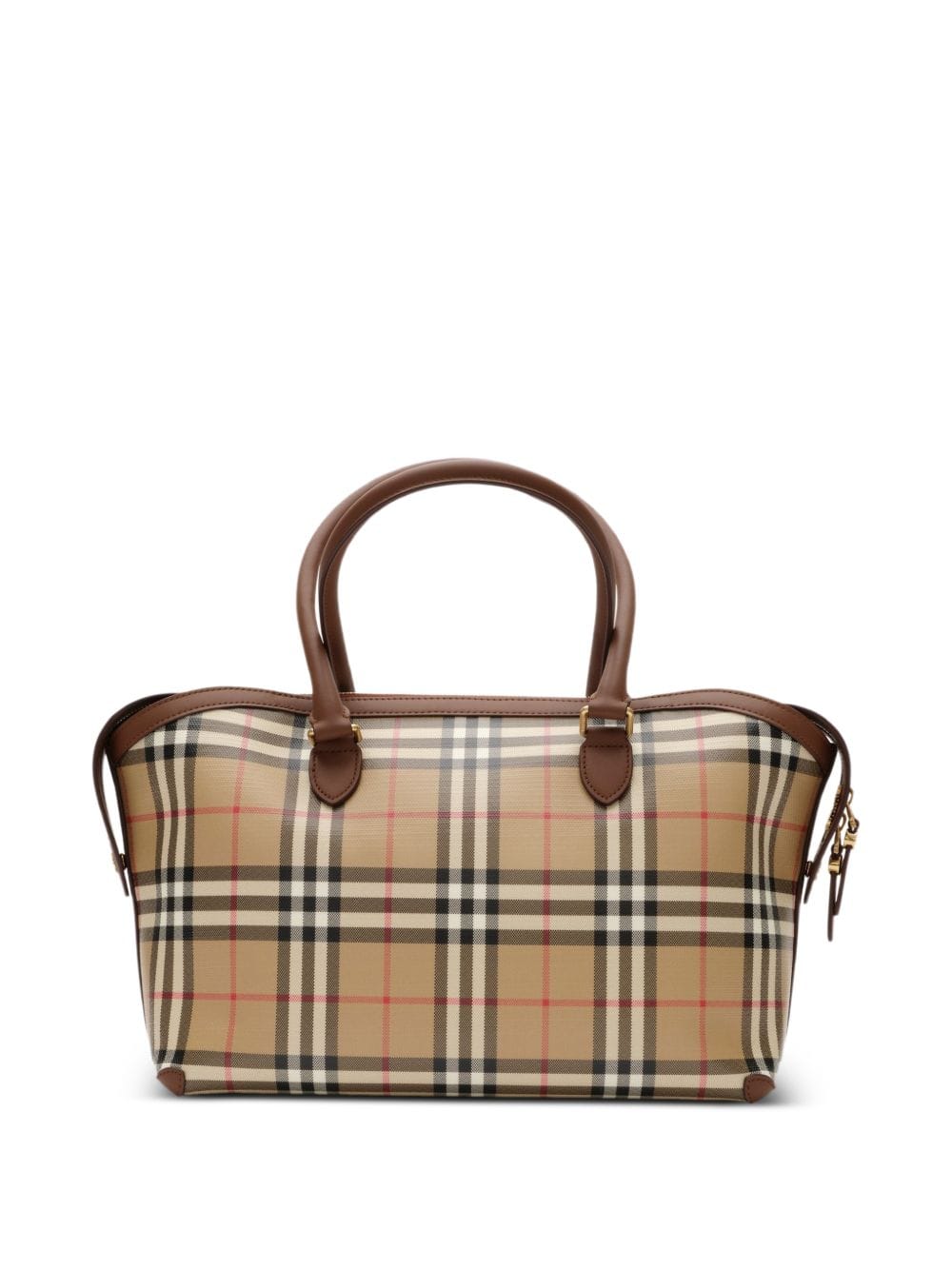 Burberry Check Canvas Tote Bag — Brown