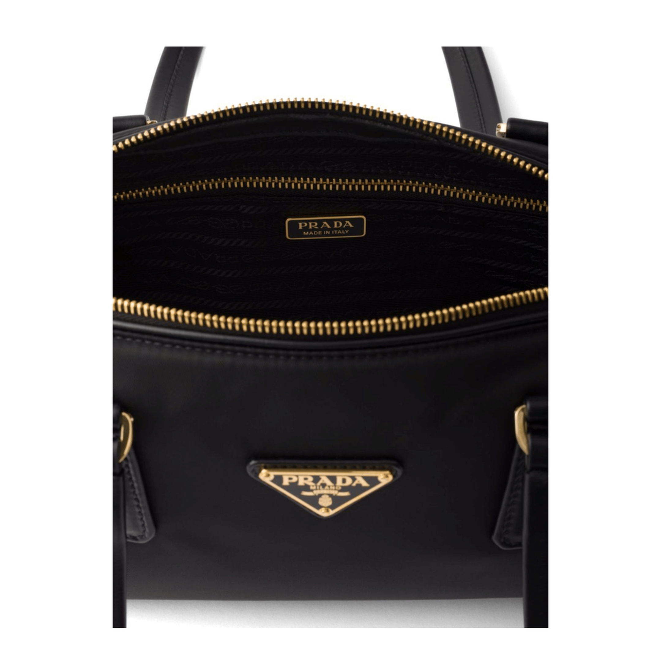 Prada Medium Re - Nylon and Leather Tote - Black