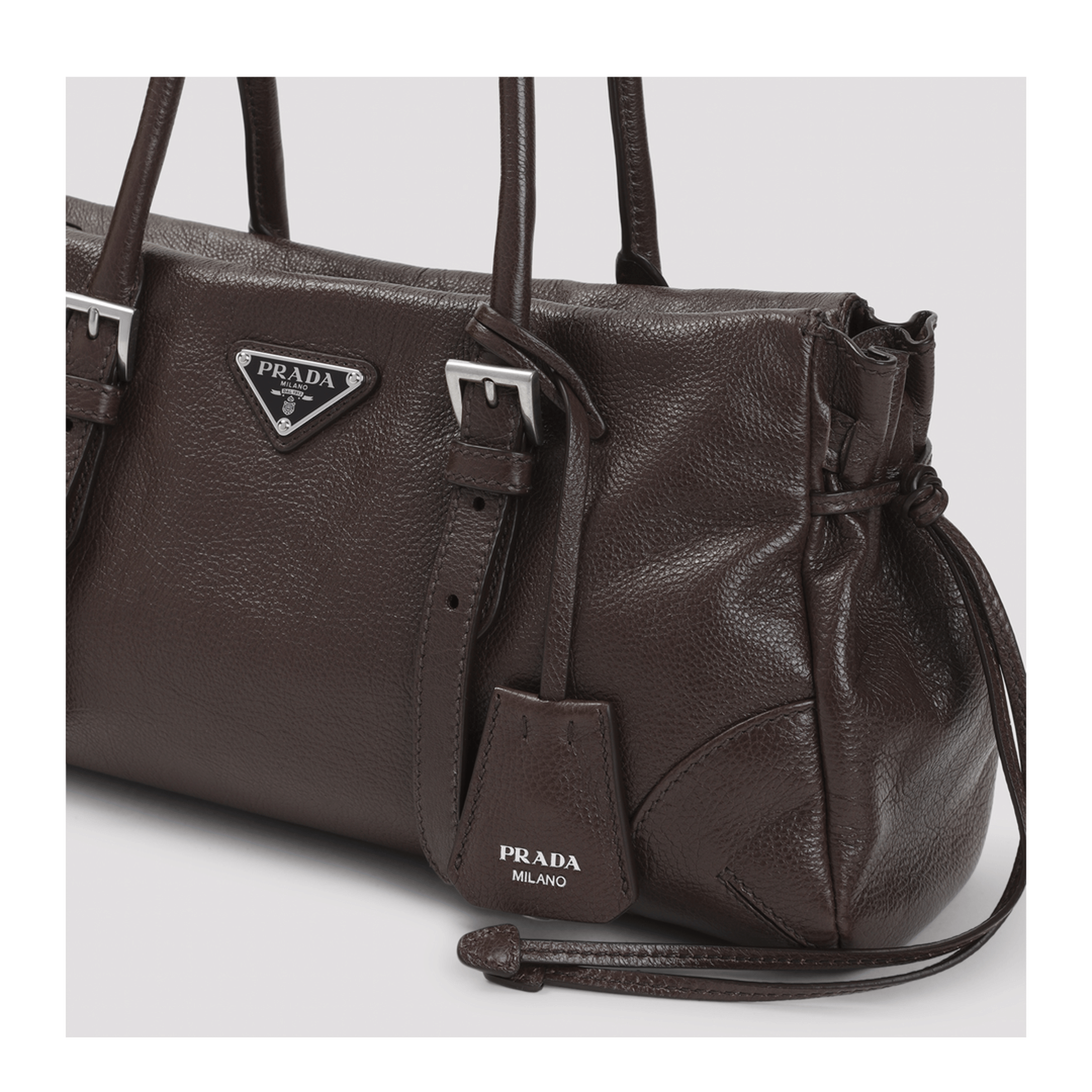 Prada Medium Calfskin Tote - Chestnut Brown