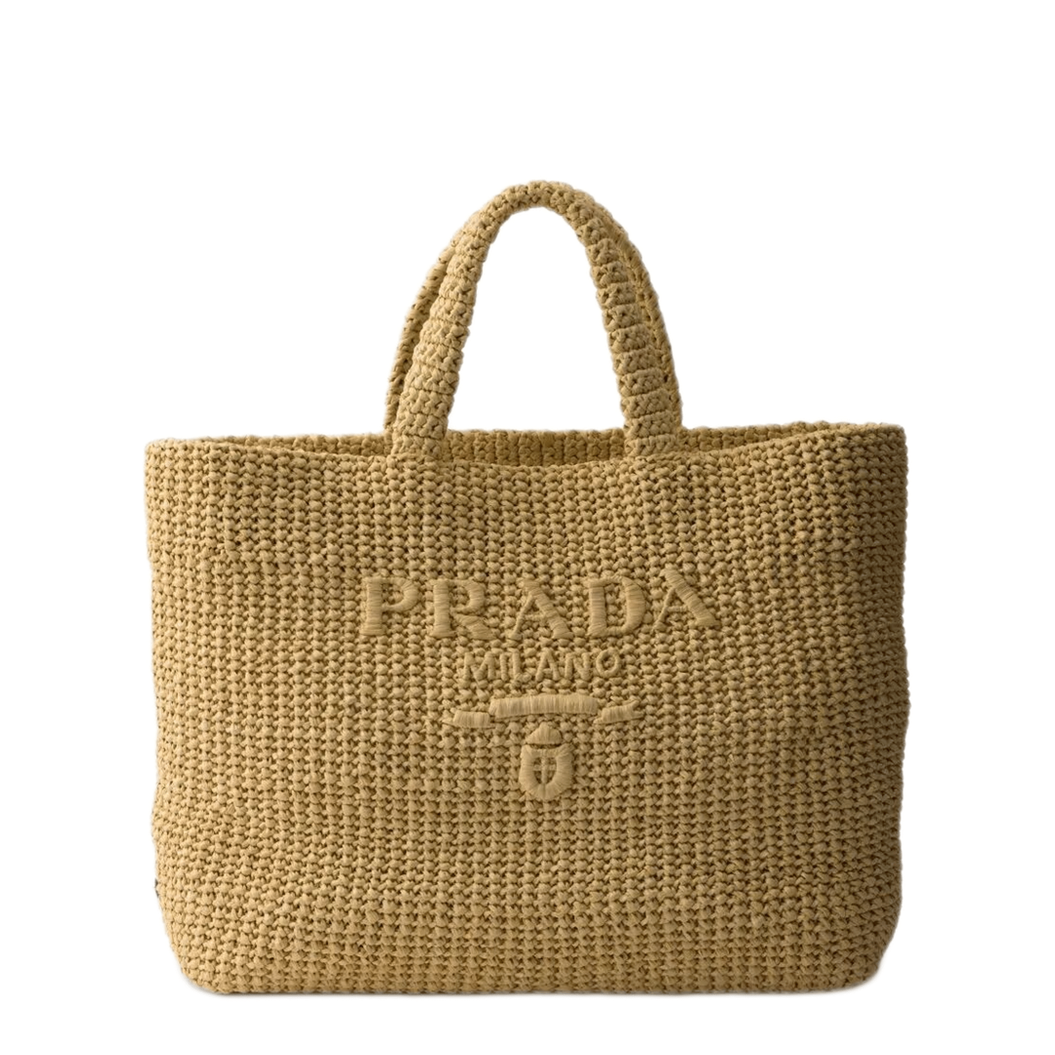 Prada Raffia - Effect Yarn Tote - Tan