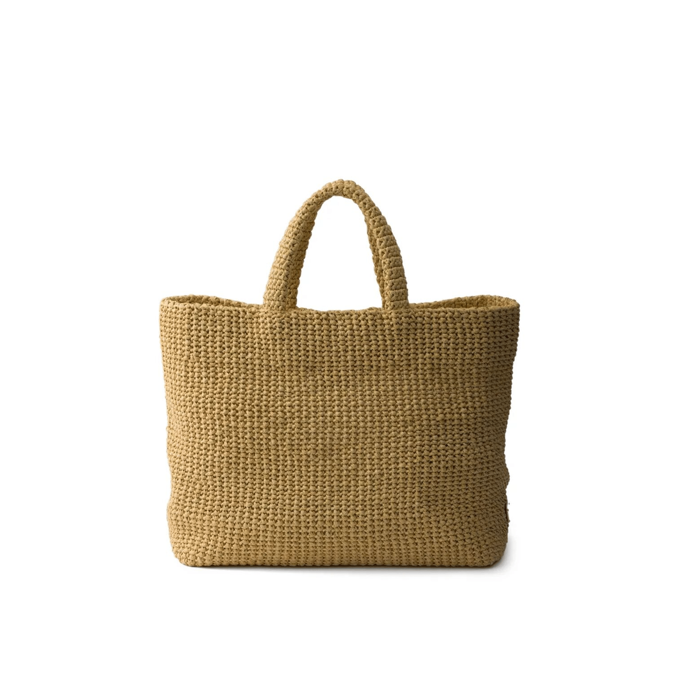 Prada Raffia - Effect Yarn Tote - Tan