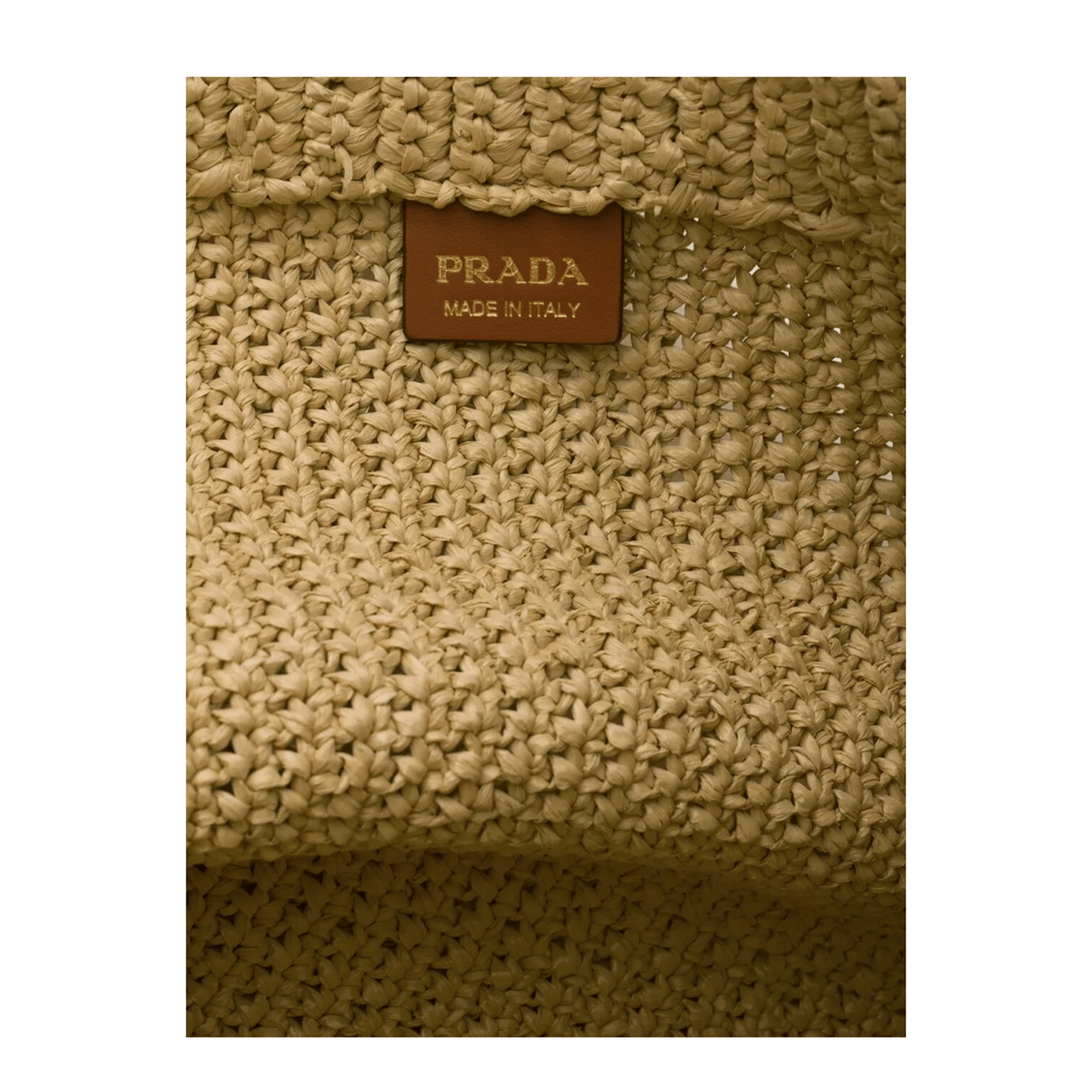 Prada Raffia - Effect Yarn Tote - Tan