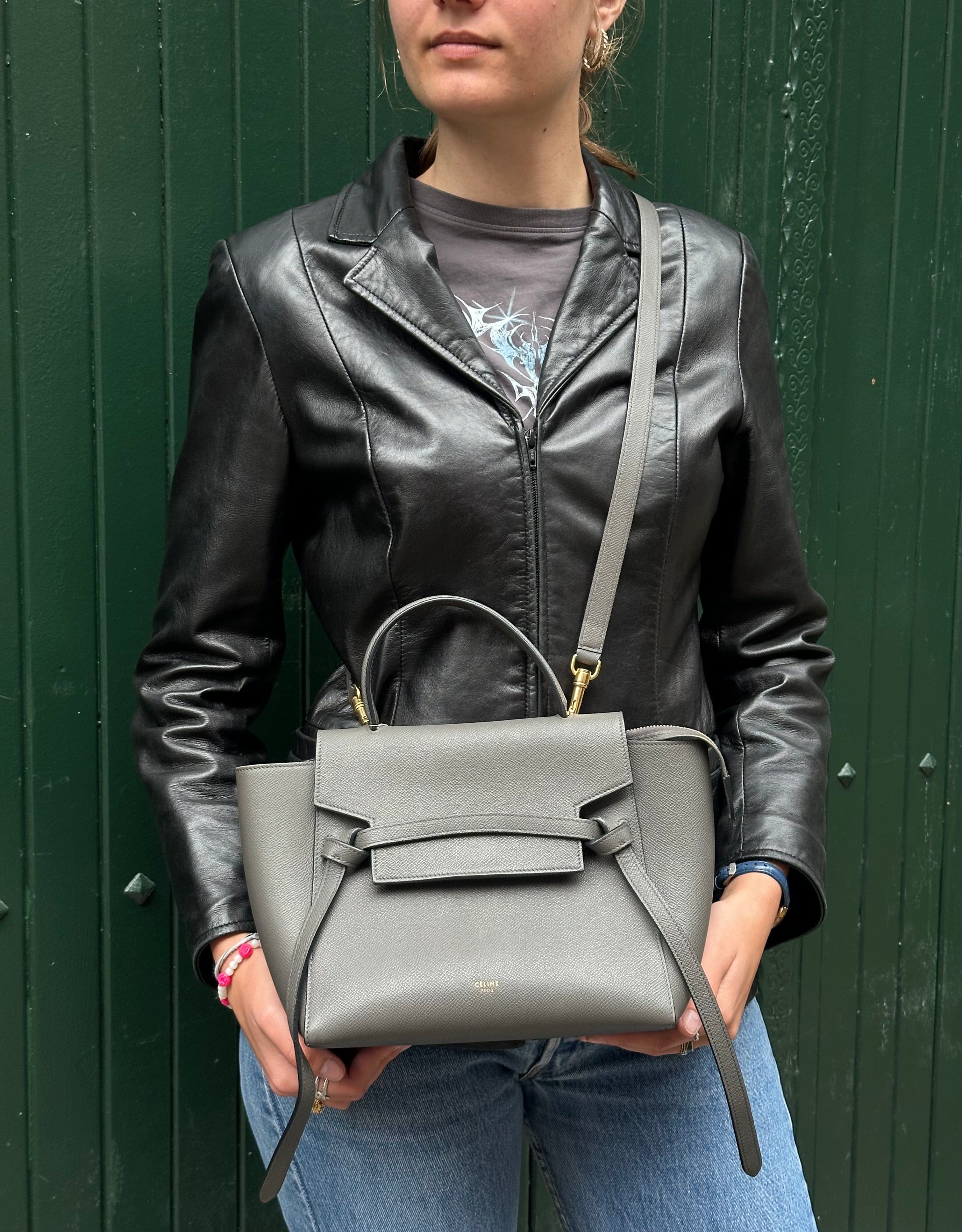 Celine Grey Calfskin Leather Belt Handbag