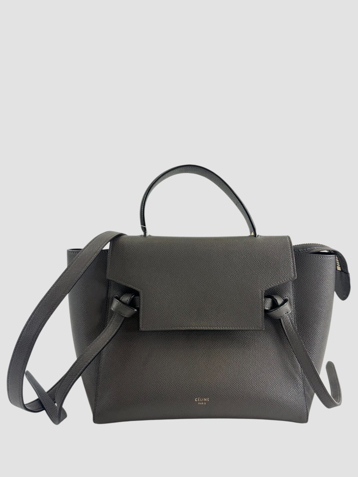 Celine Grey Calfskin Leather Belt Handbag