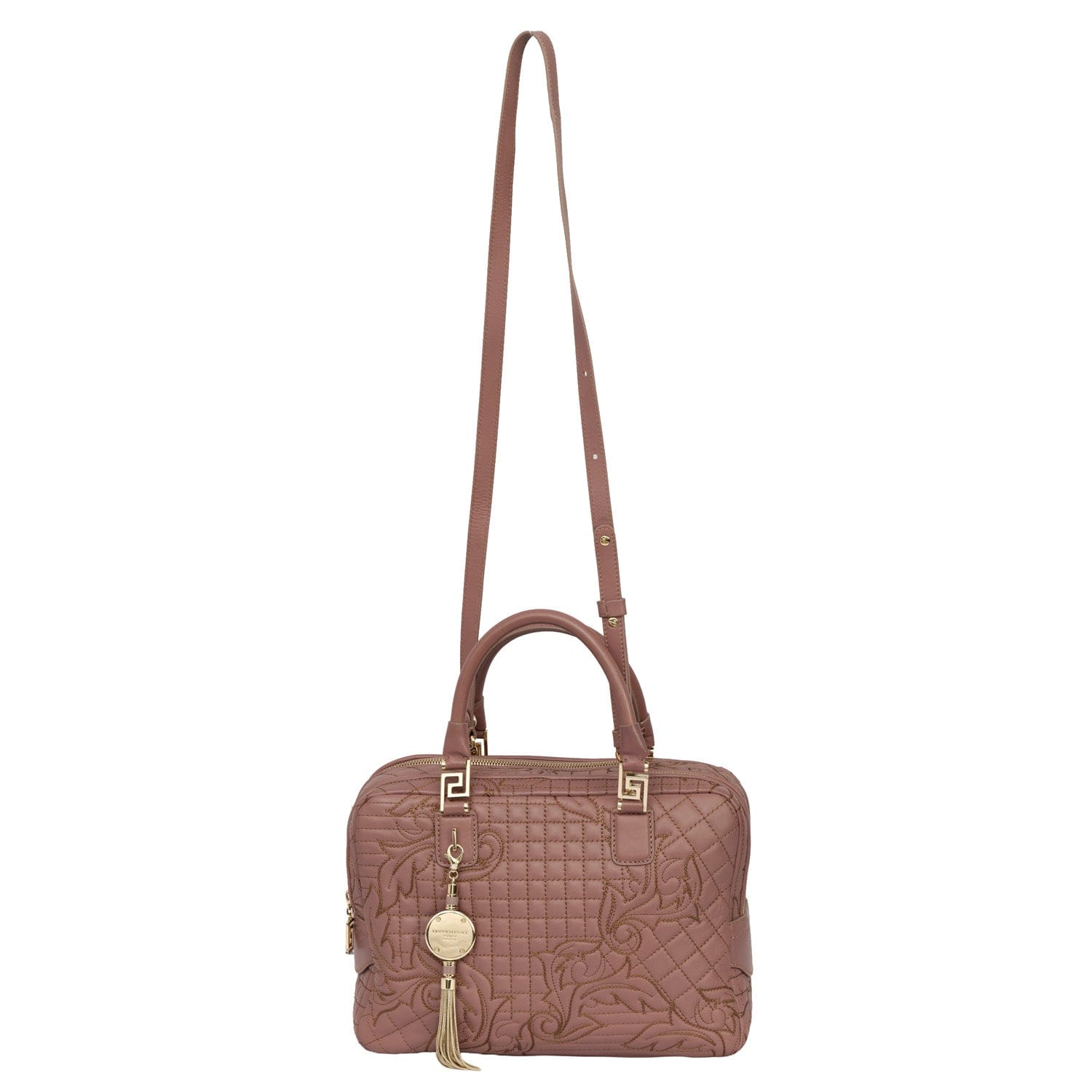 VERSACE DEMETRA VANITAS LARGE LEATHER SHOULDER BAG