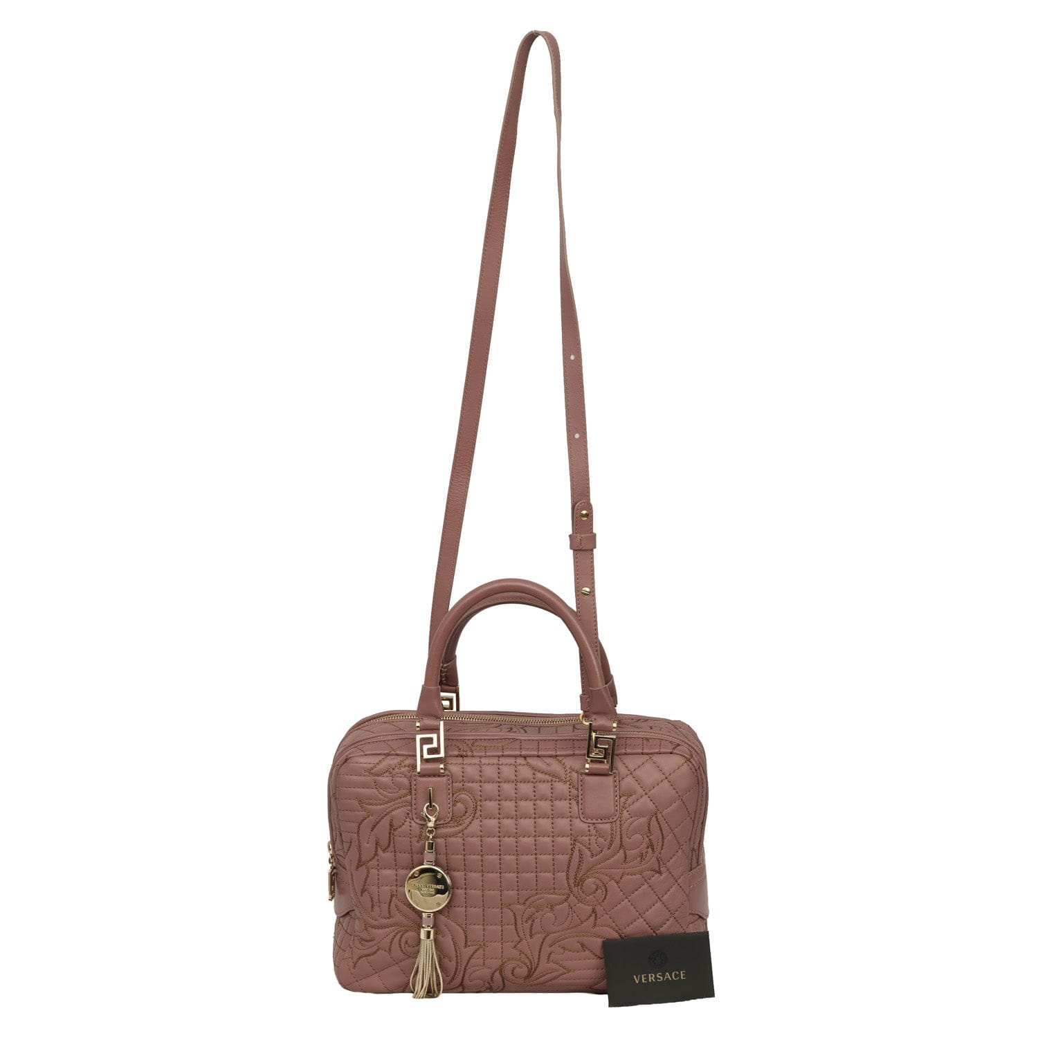 VERSACE DEMETRA VANITAS LARGE LEATHER SHOULDER BAG