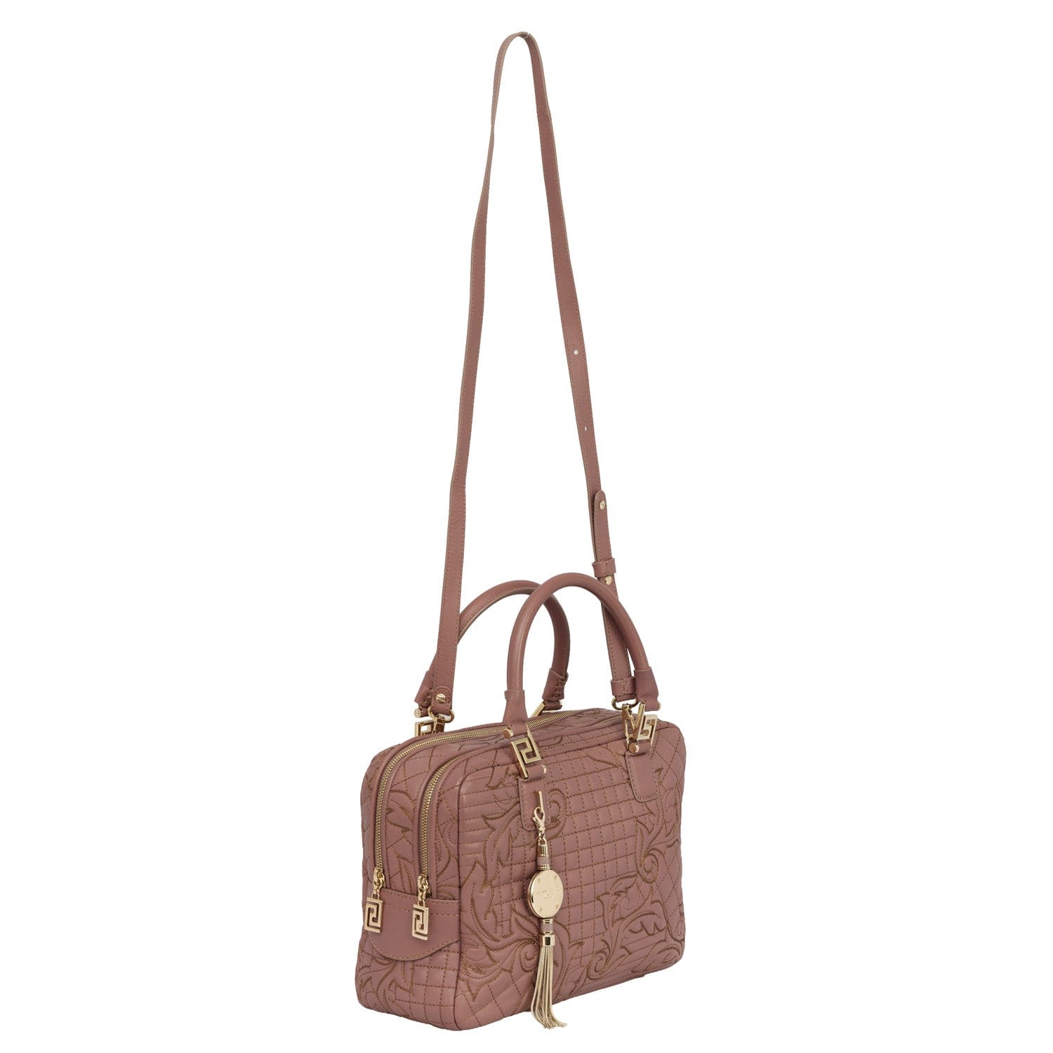 VERSACE DEMETRA VANITAS LARGE LEATHER SHOULDER BAG
