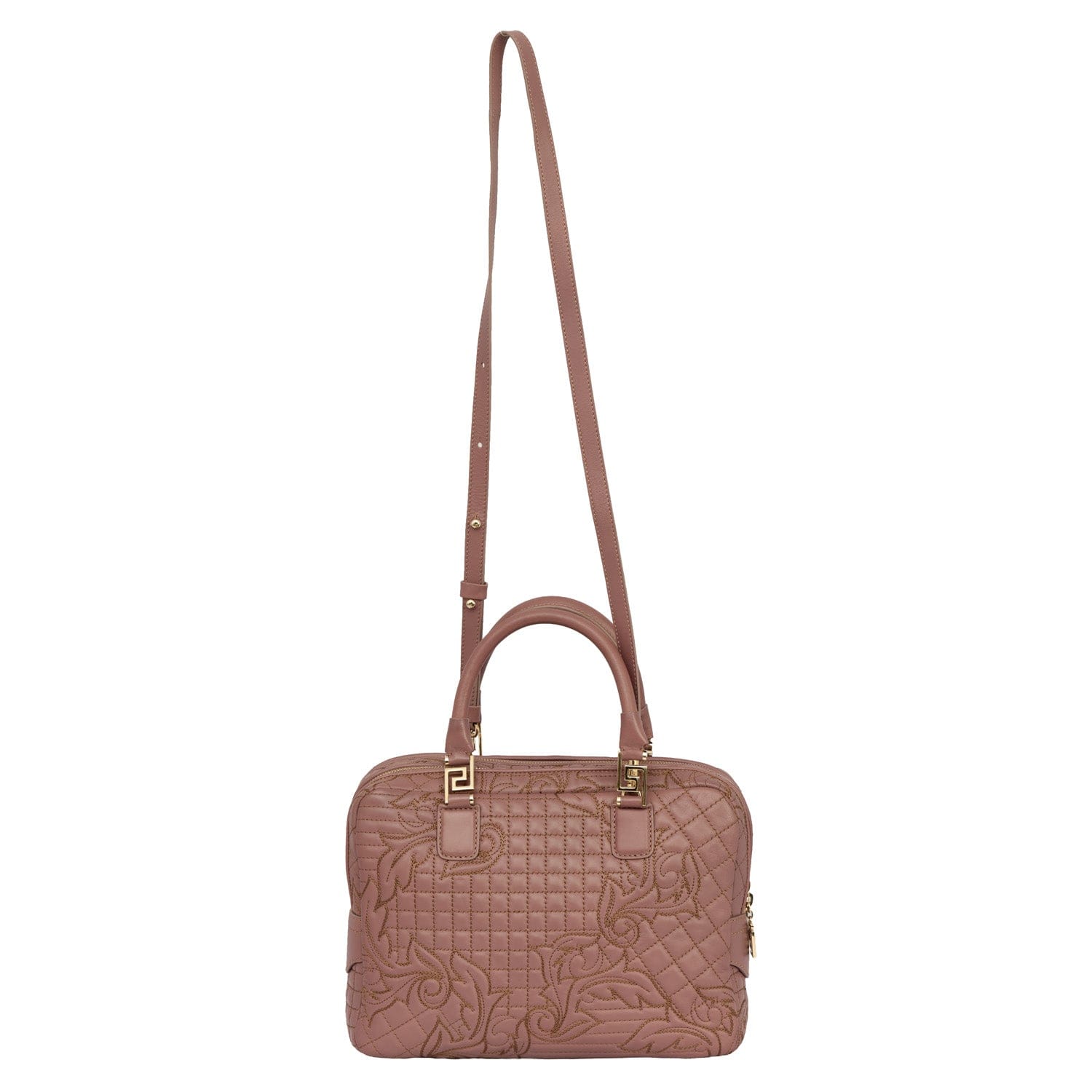 VERSACE DEMETRA VANITAS LARGE LEATHER SHOULDER BAG