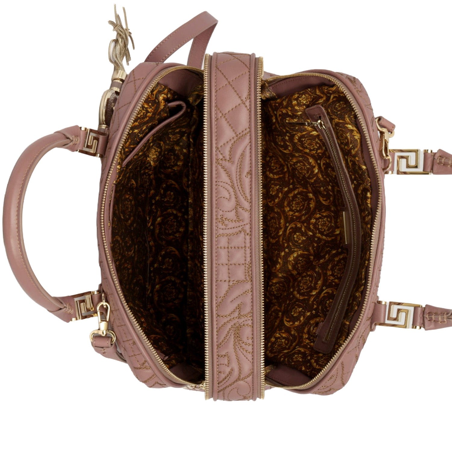 VERSACE DEMETRA VANITAS LARGE LEATHER SHOULDER BAG