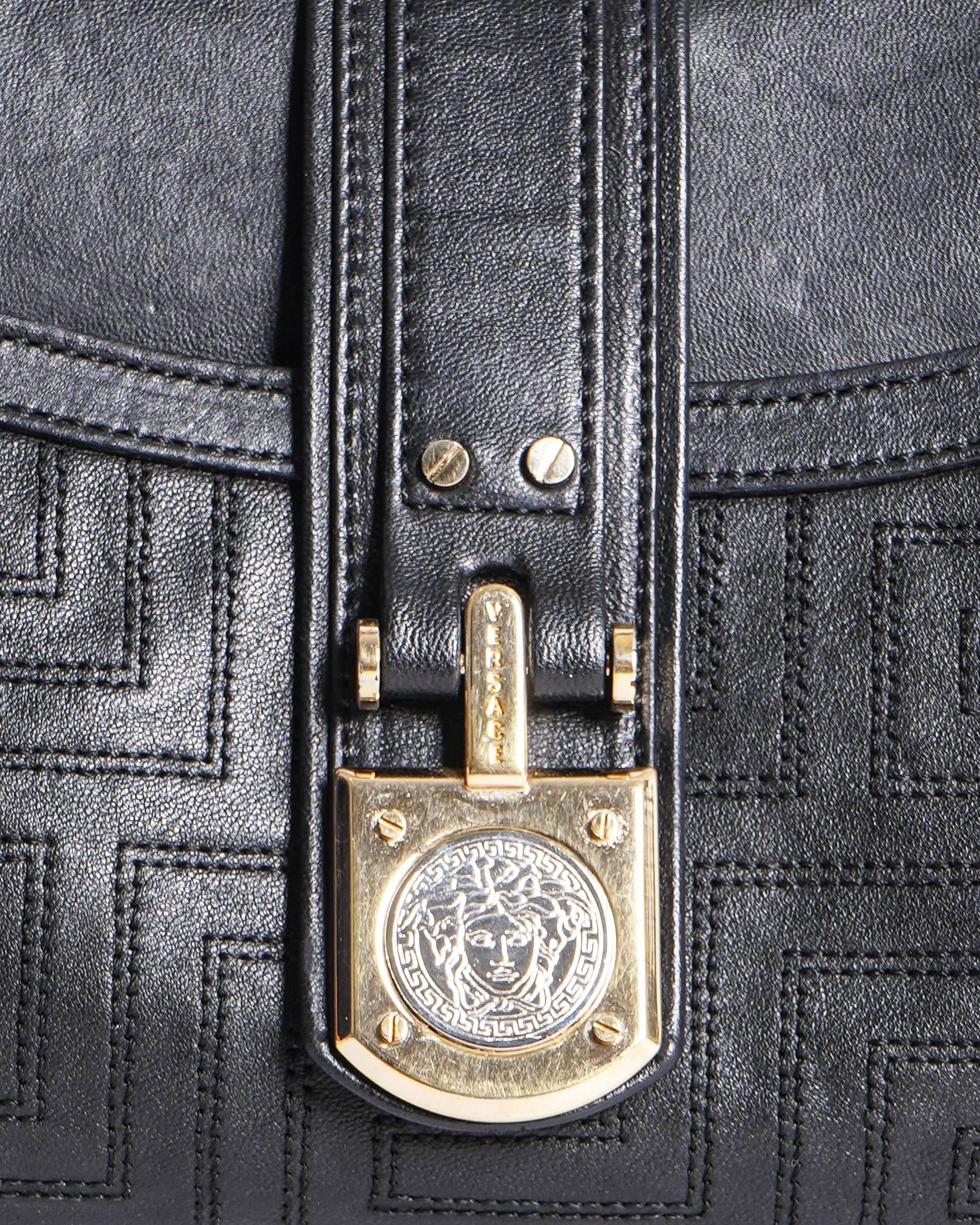 Versace Black Quilted Leather Shoulder Bag