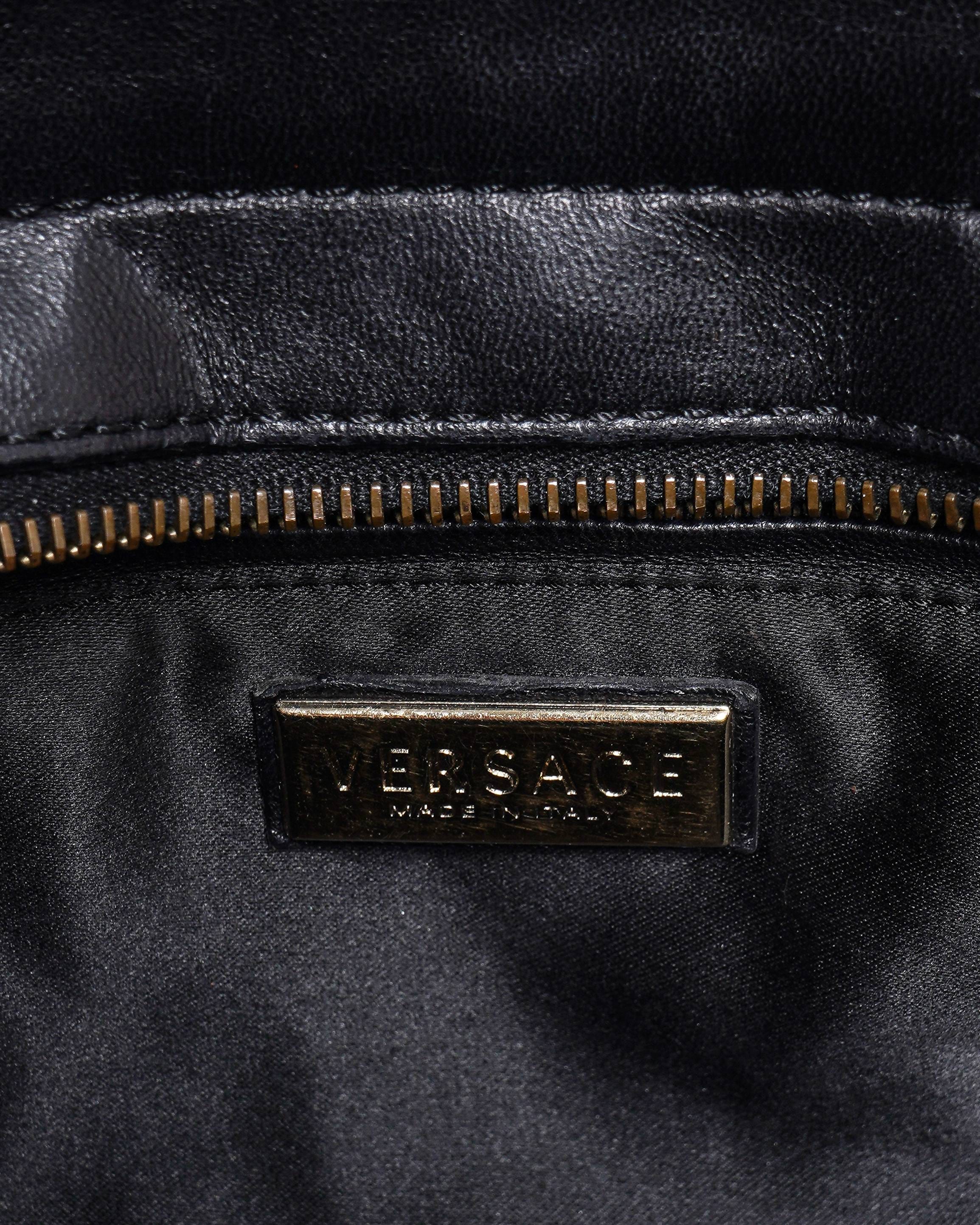 Versace Black Quilted Leather Shoulder Bag
