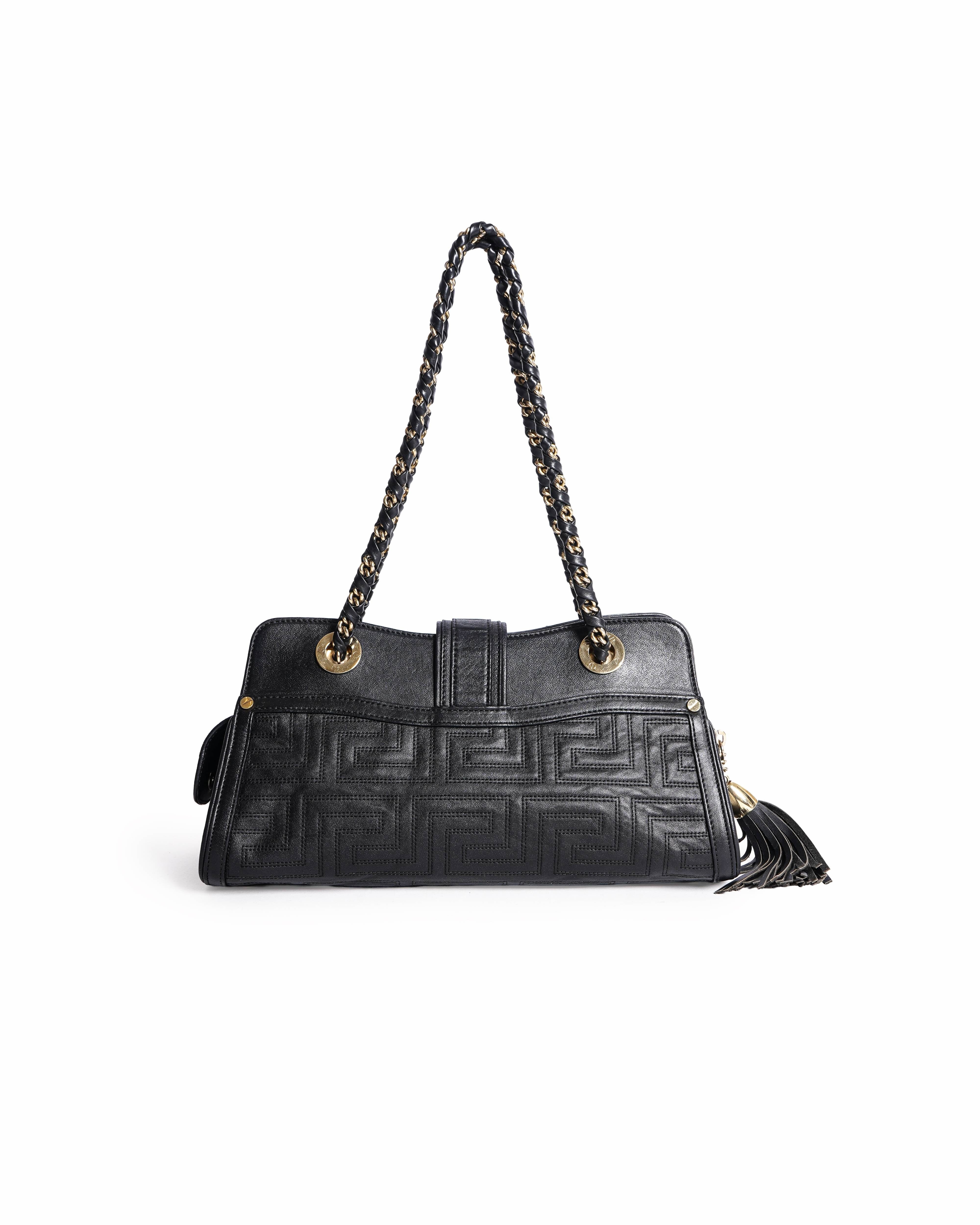 Versace Black Quilted Leather Shoulder Bag