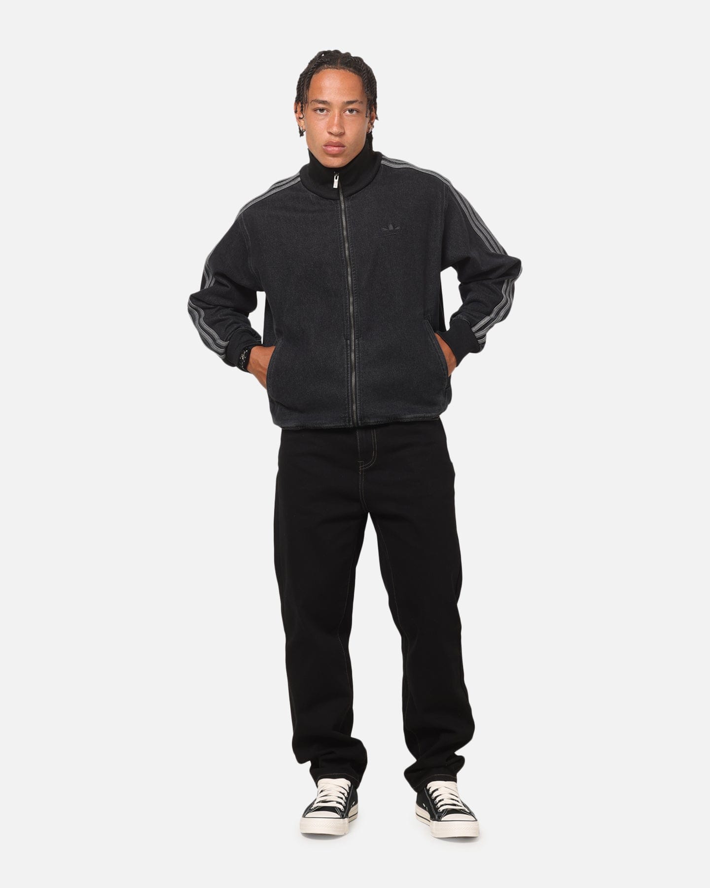adidas Adicolor Denim Firebird Track Top Black Denim