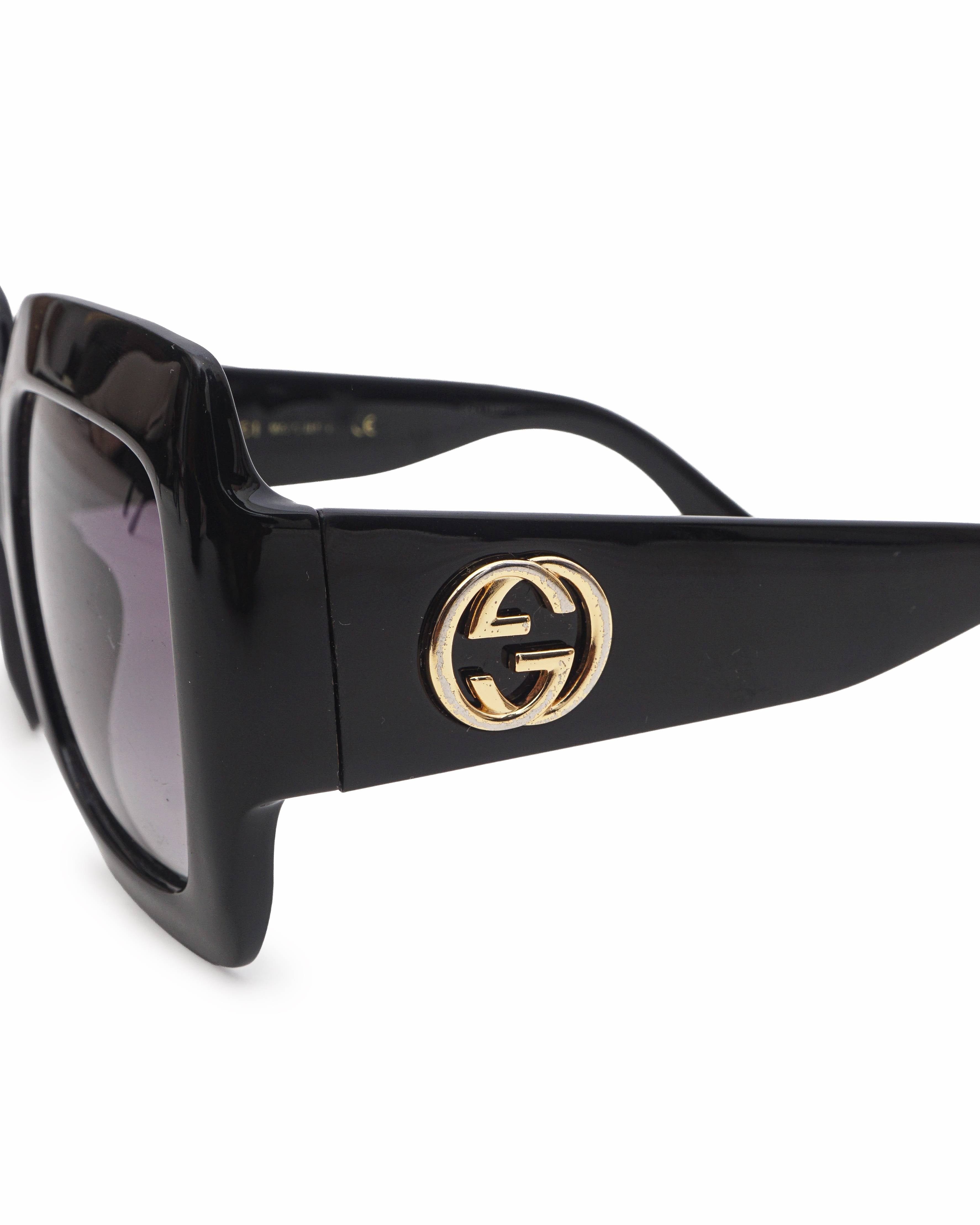 Gucci Black Acetate Oversized Square Sunglasses