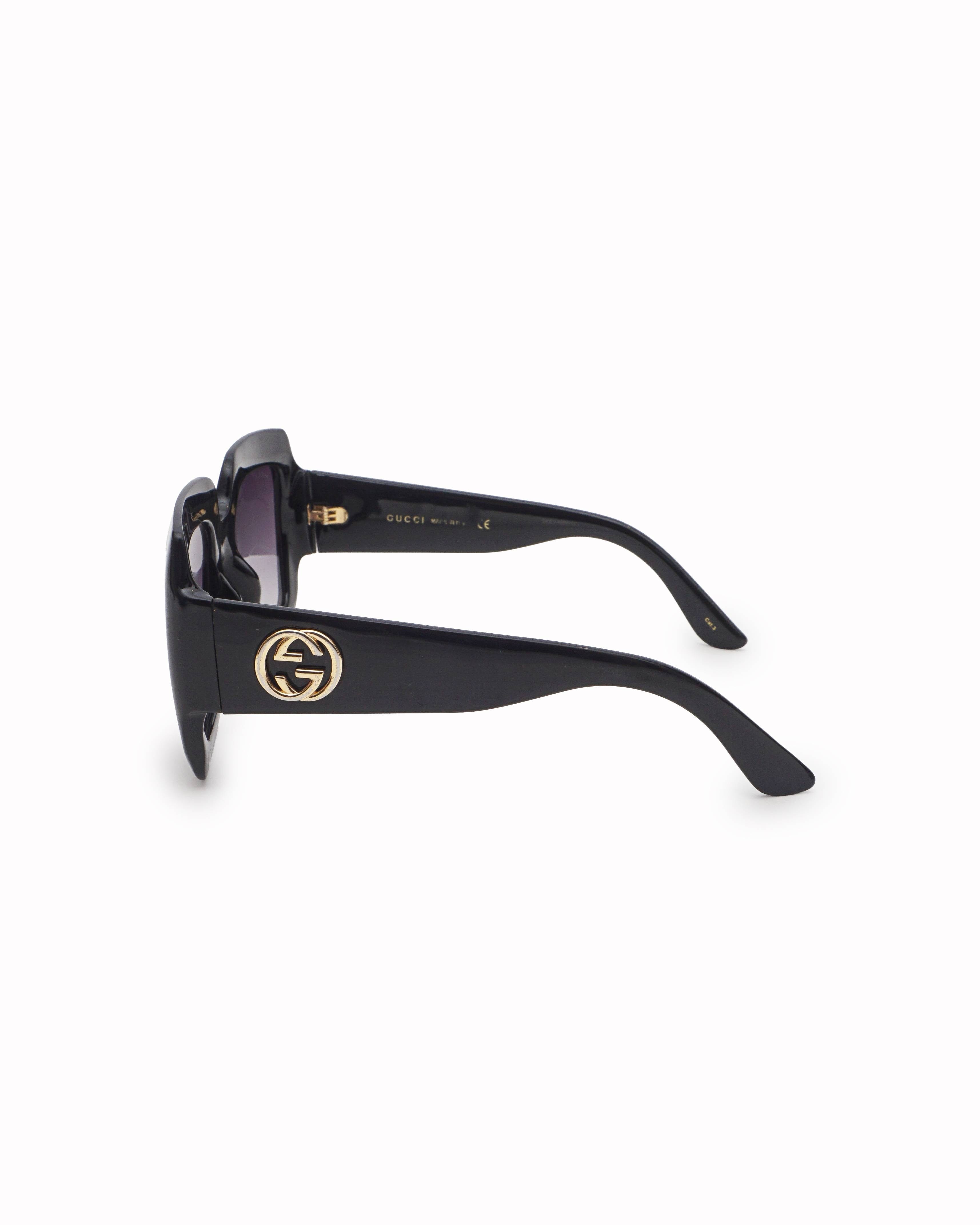 Gucci Black Acetate Oversized Square Sunglasses