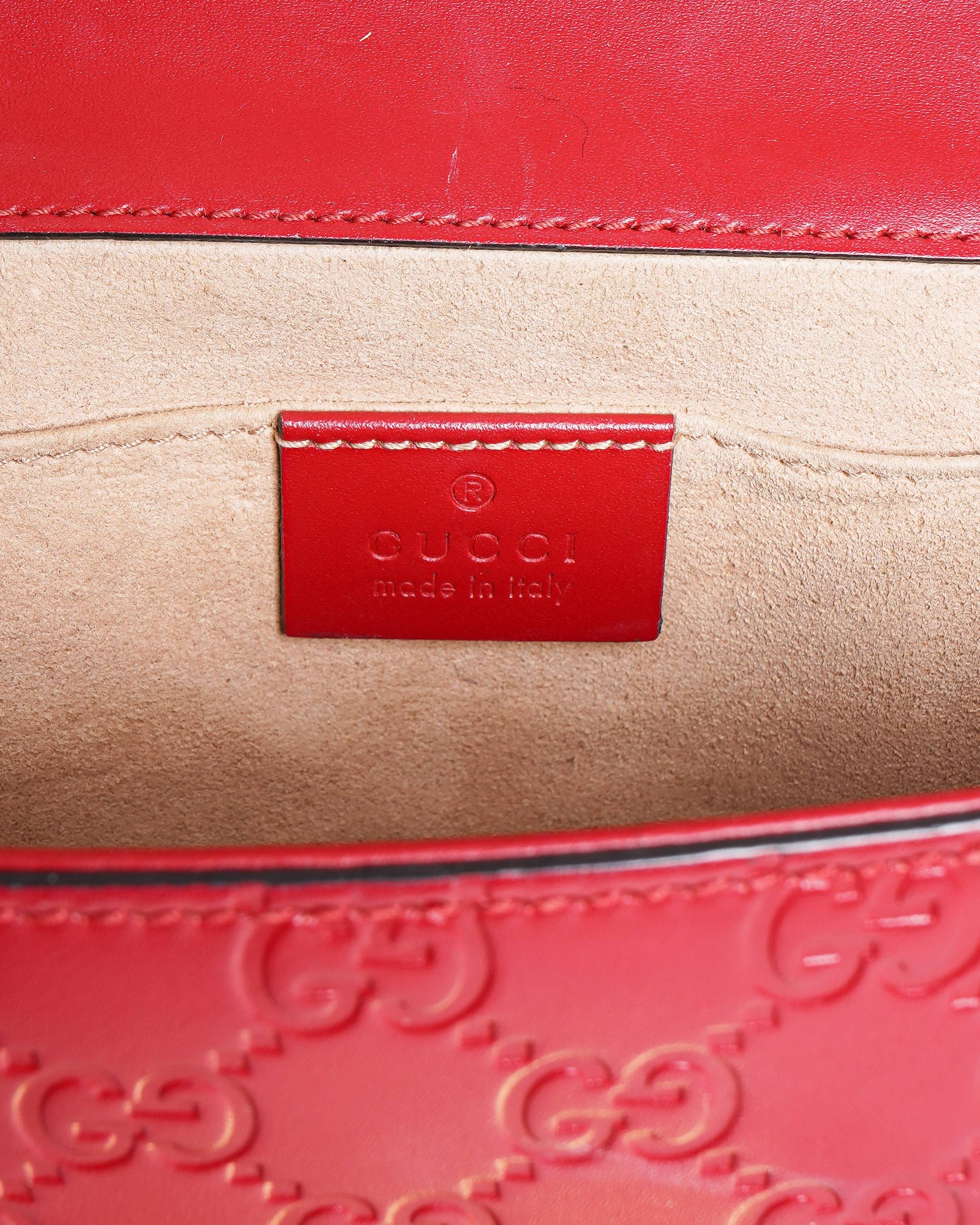 Gucci Small Padlock Shoulder Bag in Red Guccissima Leather